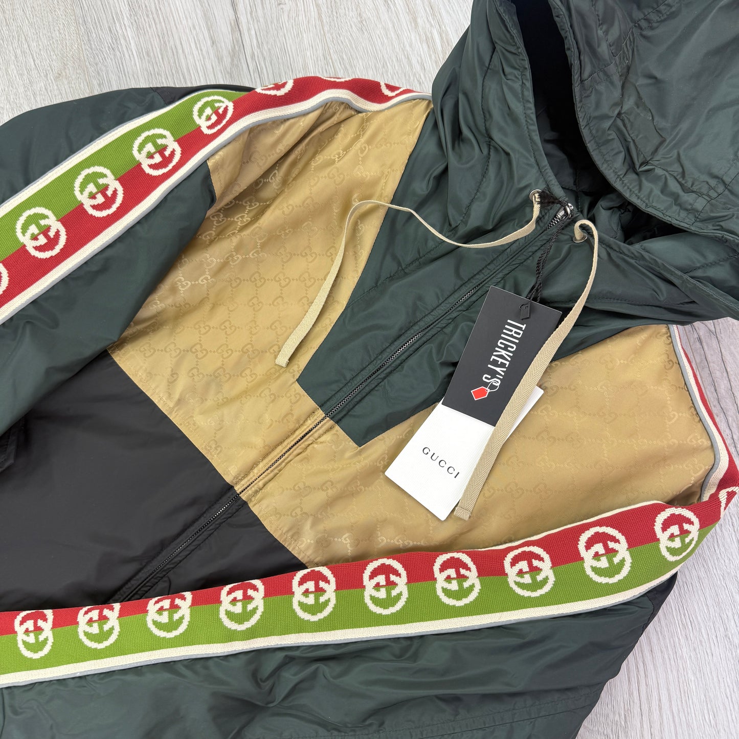 Gucci GG Jacquard Logo & Web Stripe Nylon Jacket - 48 (Fits Large)