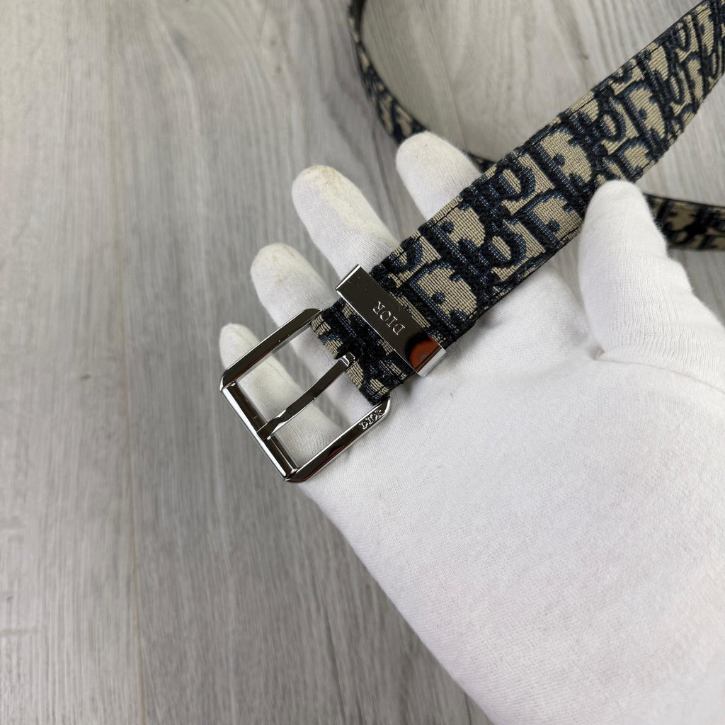 Dior Men’s Oblique Belt With Silver Buckle - 90 (Uk 30 -34)