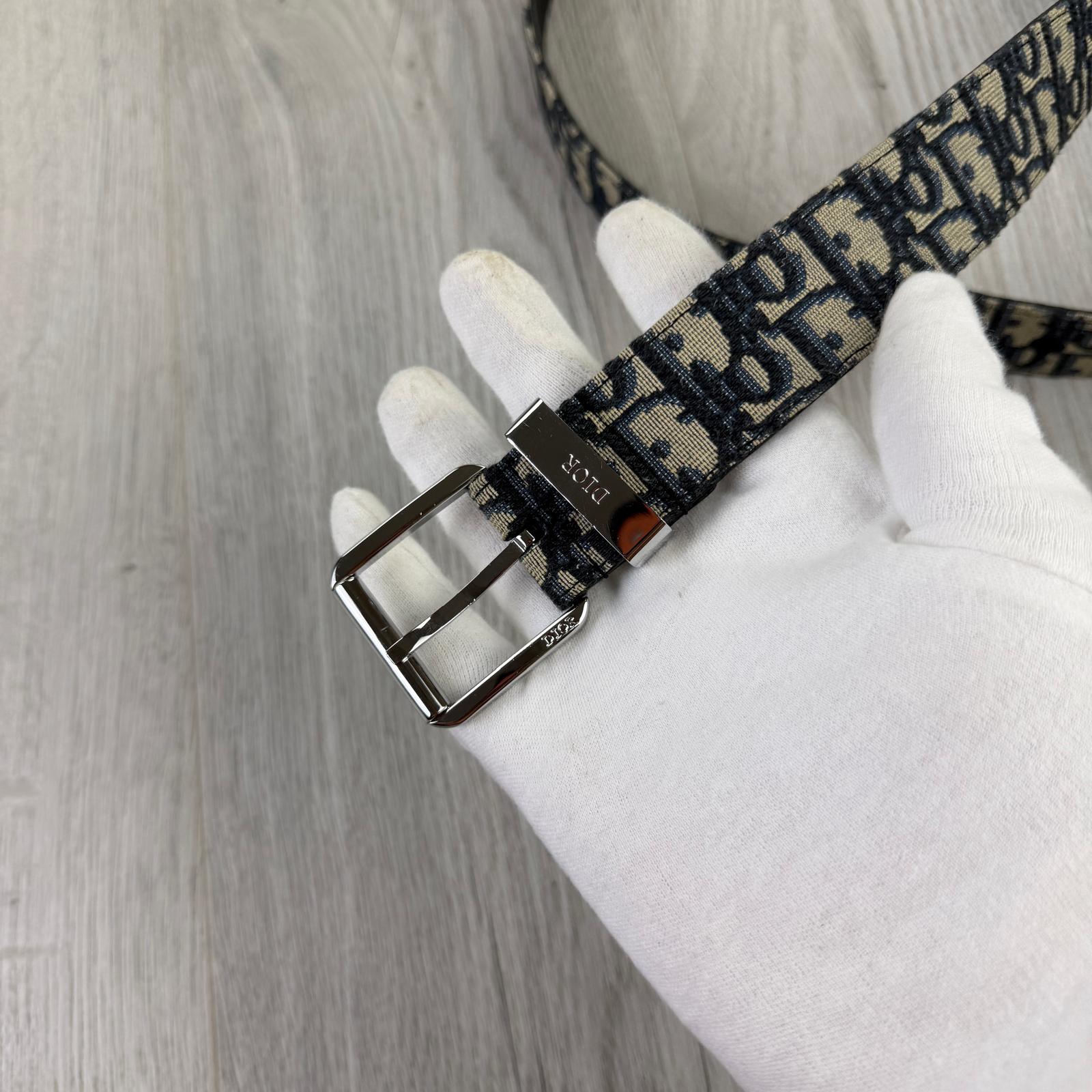 Dior Men’s Oblique Belt With Silver Buckle - 90 (Uk 30 -34)