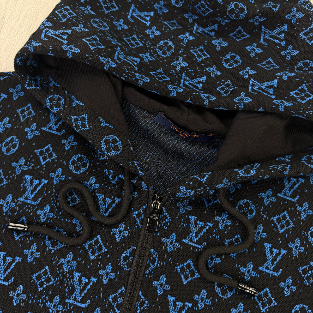 Louis Vuitton Men’s Blue Monogram Zip Up Hoodie - Large (Fits XL)