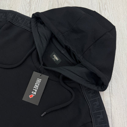 Fendi Men’s Black Pullover Hoodie FF Logo Down Sleeve - Medium