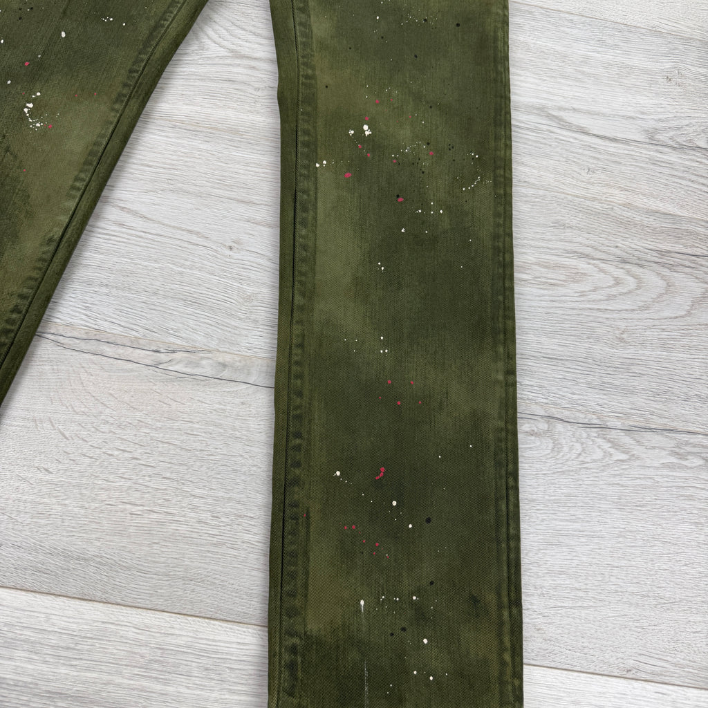 Dsquared2 Men’s Green Distressed Straight Jeans