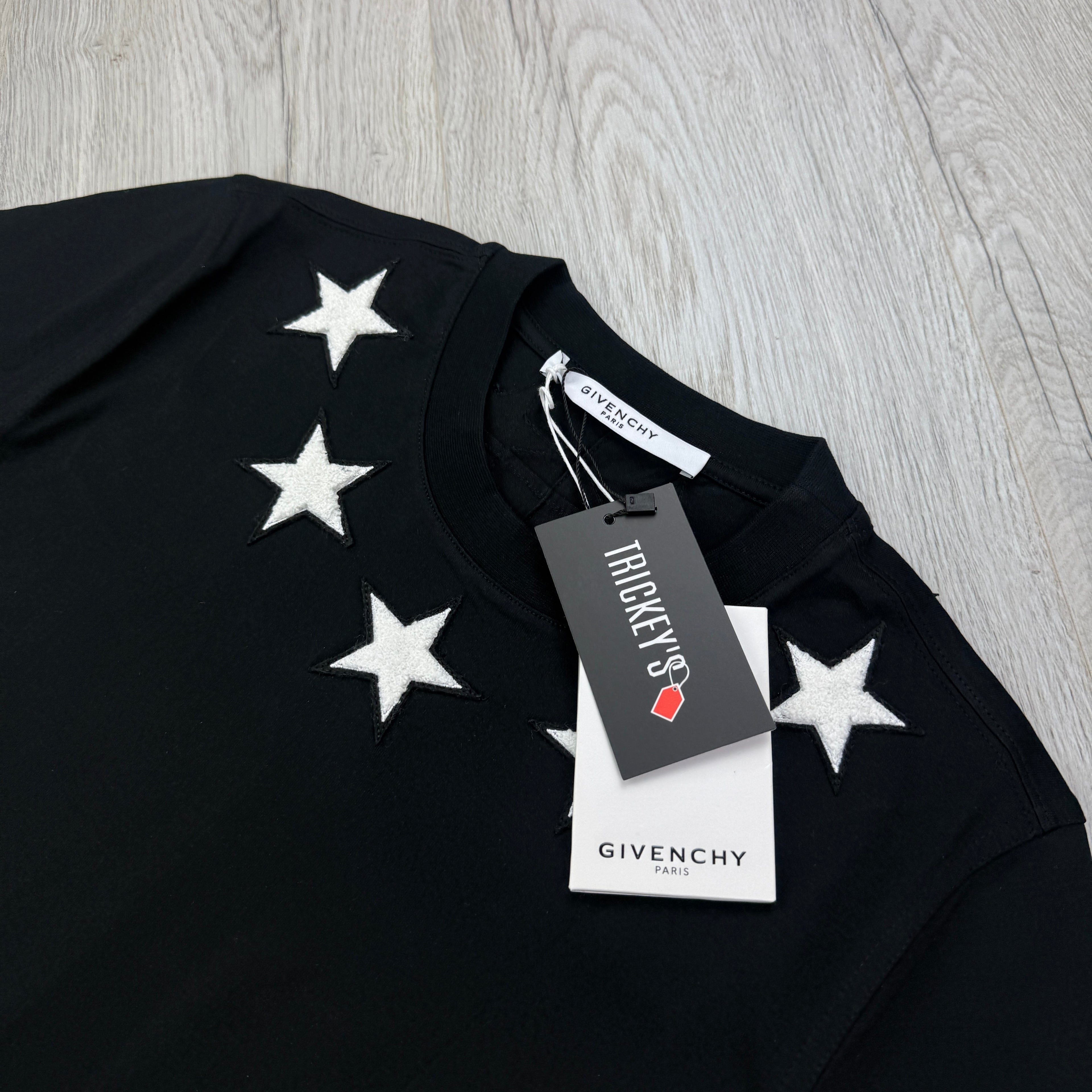 Givenchy Men’s Black T-shirt Neckline White Stars