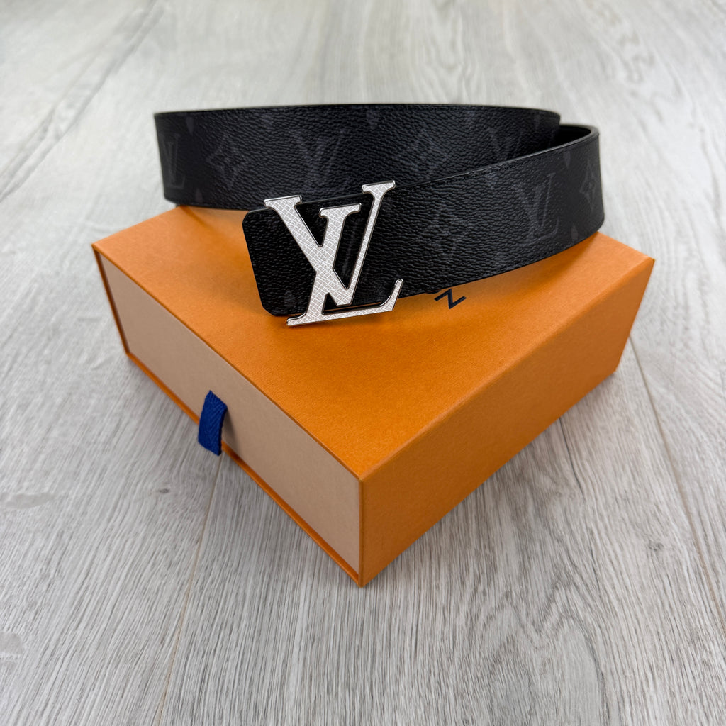 Louis Vuitton Men’s Black & White Leather Monogram Belt - 100 (Uk 30-36)