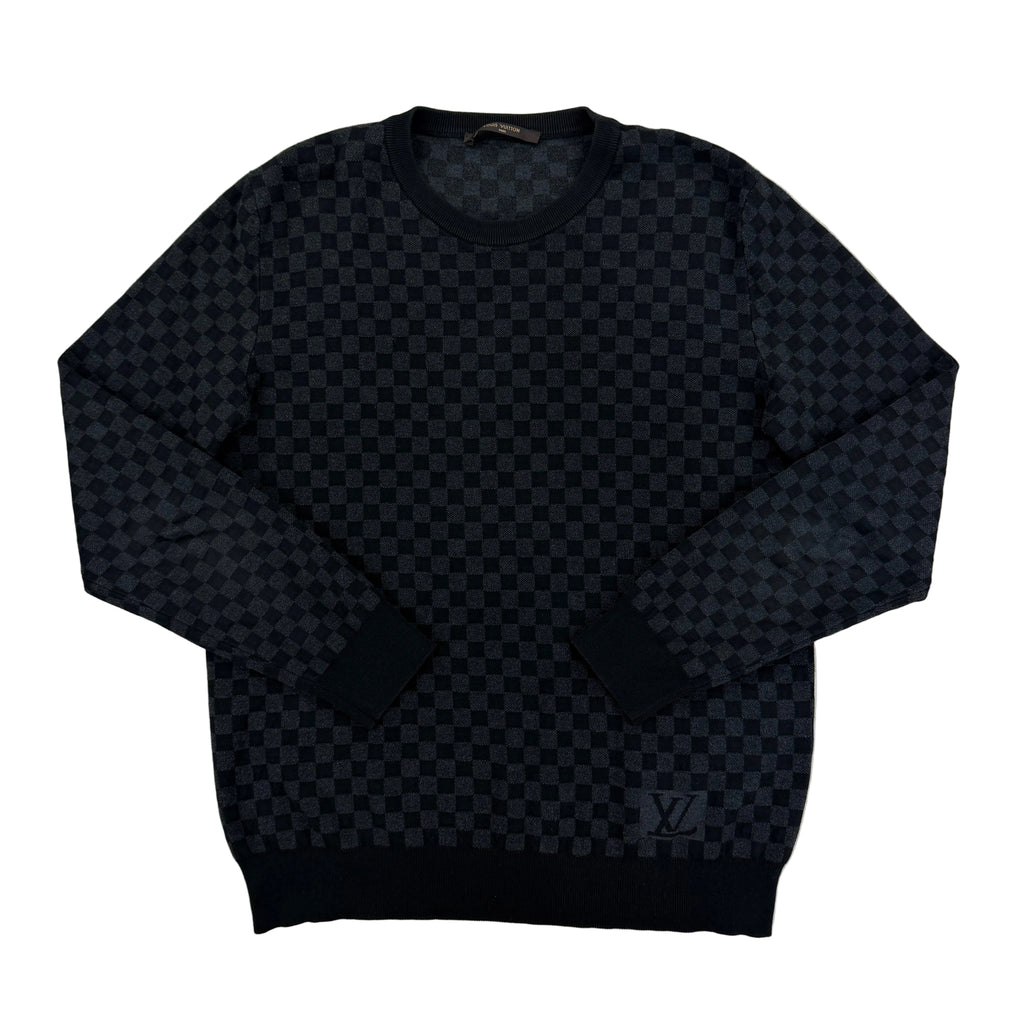Louis Vuitton Men’s Damier Print Crewneck Jumper - Small