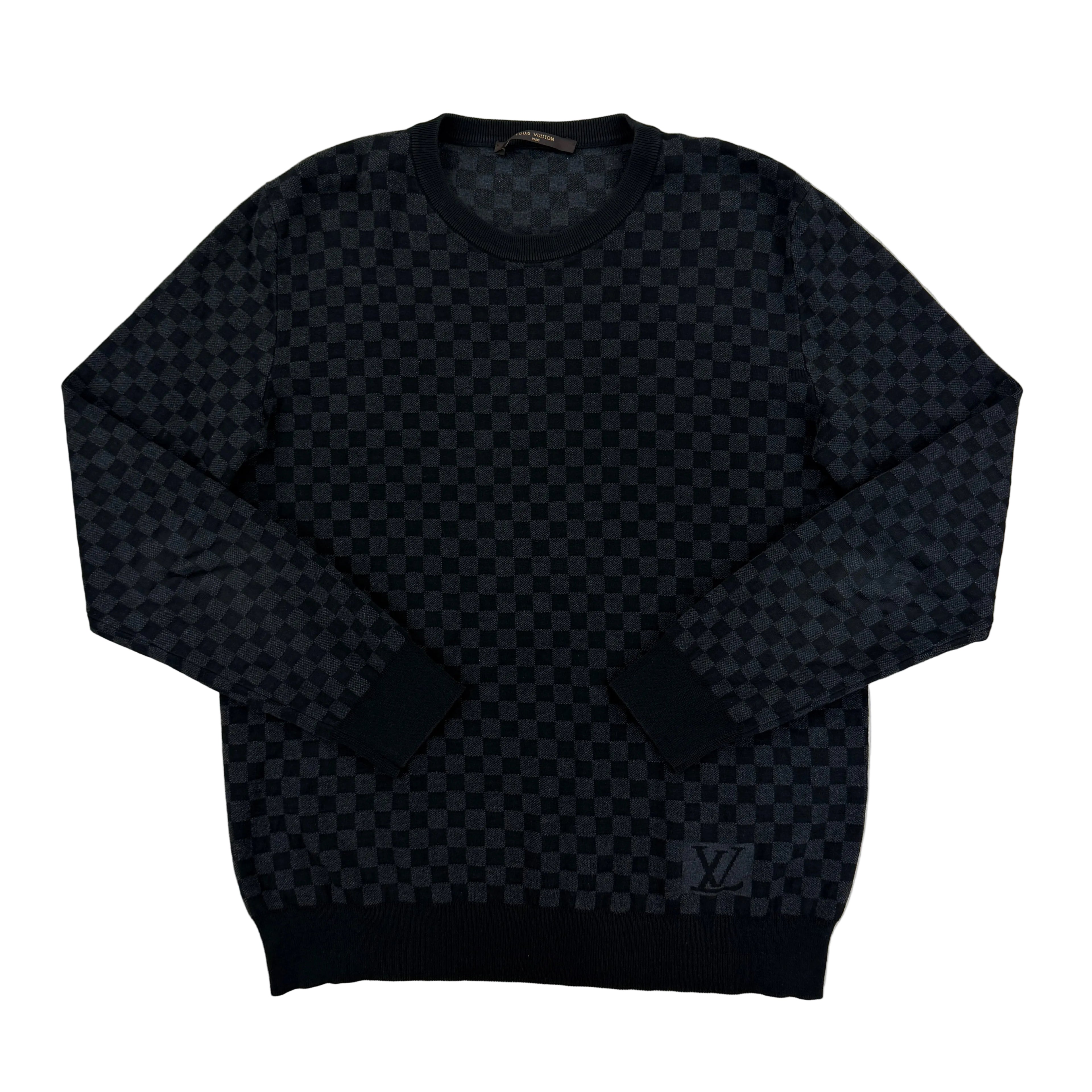Louis Vuitton Men’s Damier Print Crewneck Jumper - Small