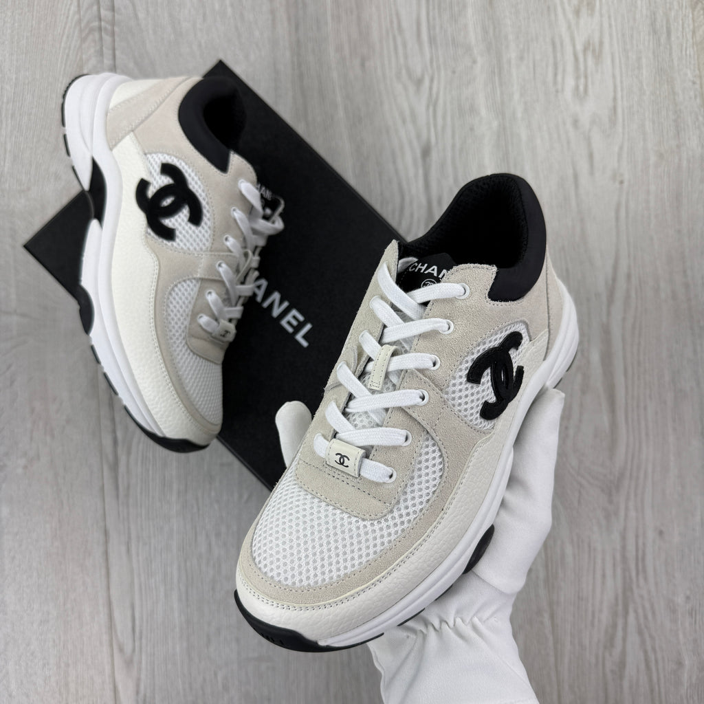 Chanel Women’s Low Top Beige / Black Suede Trainers