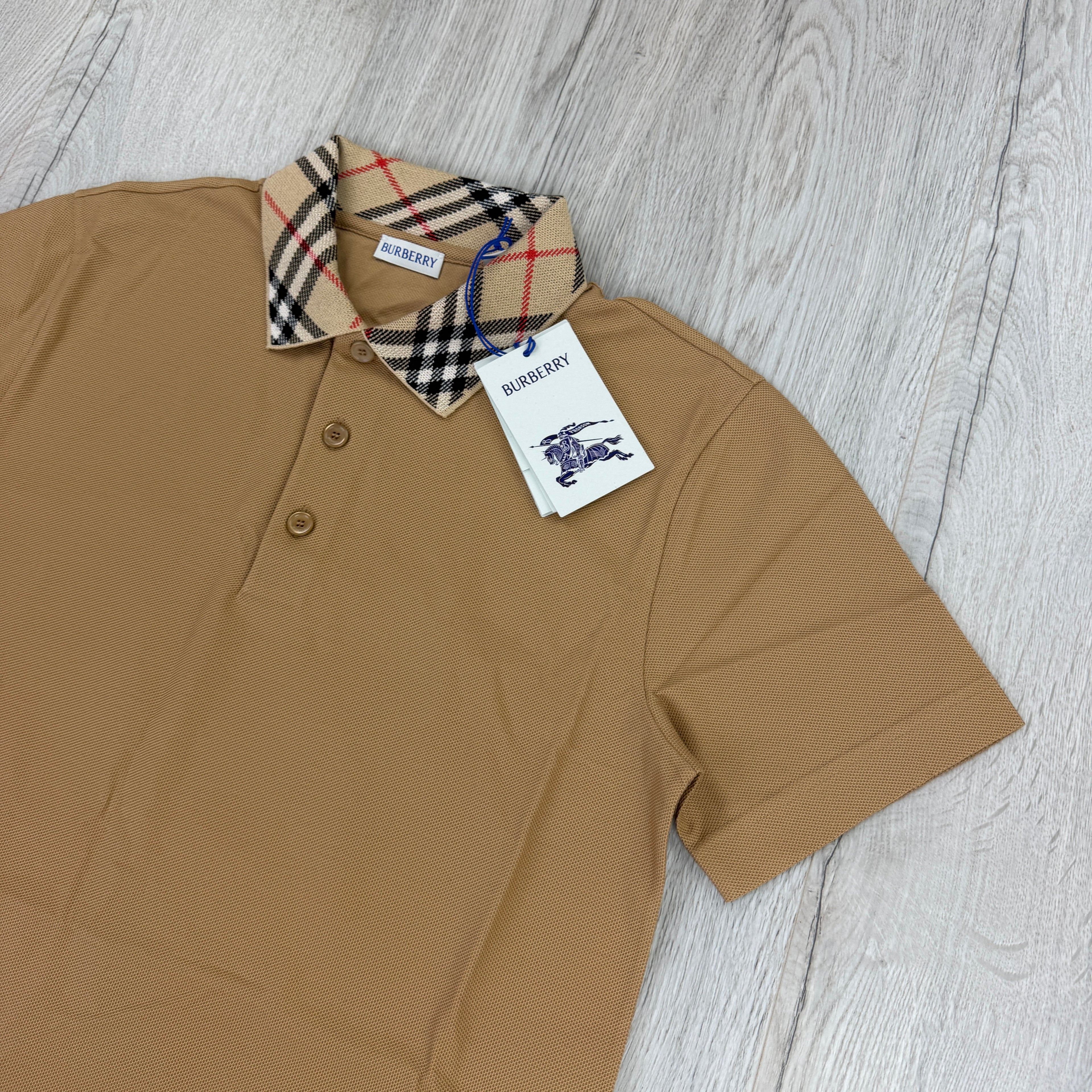 Burberry Men’s Beige Cody Check Polo Shirt