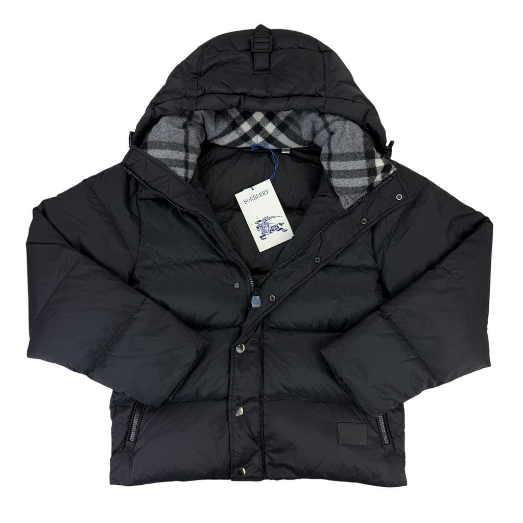 Burberry Men’s Halsby Hooded Check Black Down Jacket