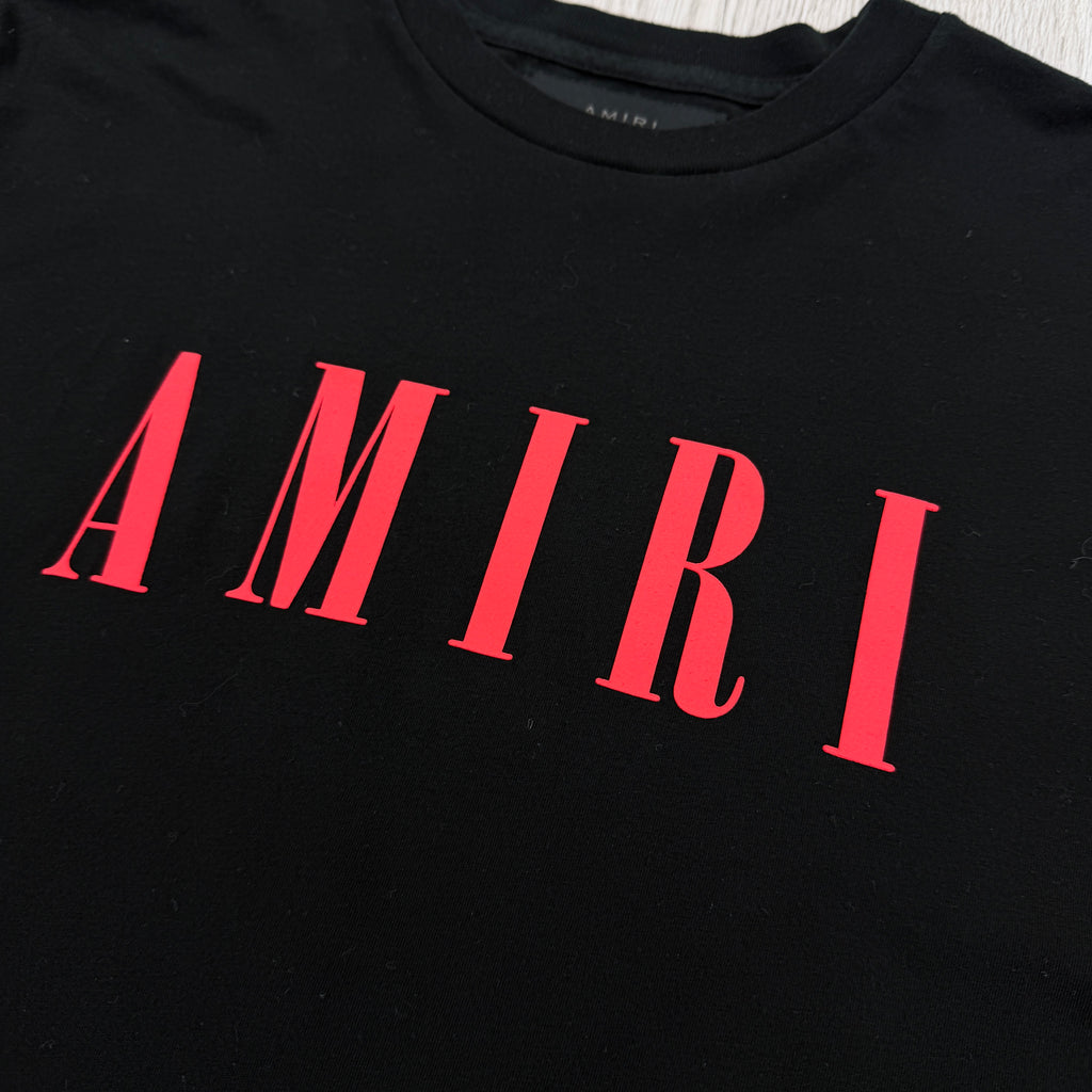 Amiri Men’s Black T-shirt Red Logo - XS