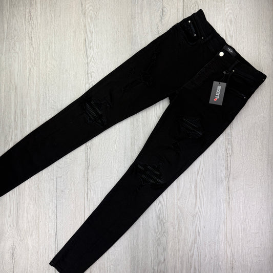 Amiri MX1 Black Distressed Slim Jeans - Uk 31