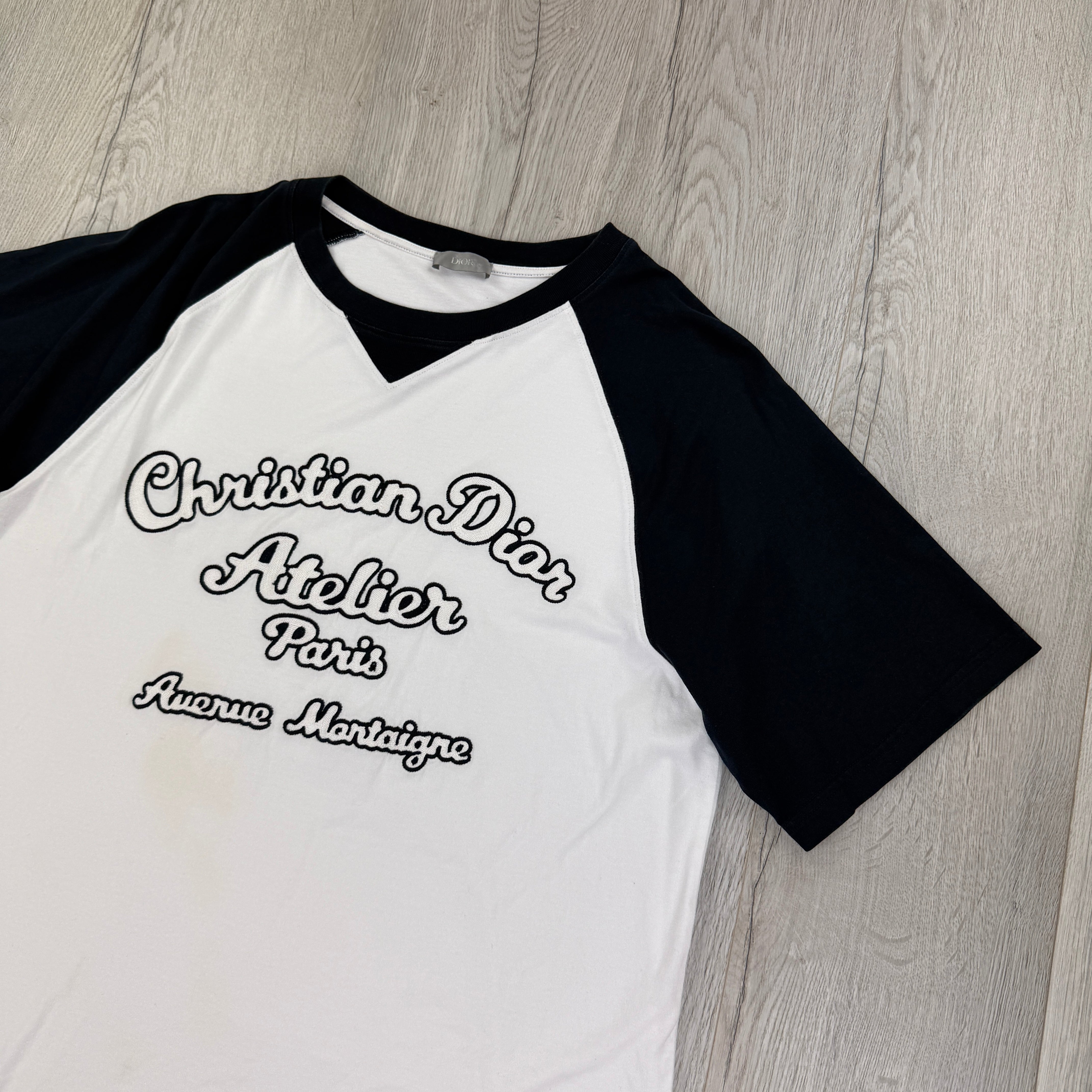 Christian Dior Men's White & Navy 'Atelier Paris' T-shirt - Large
