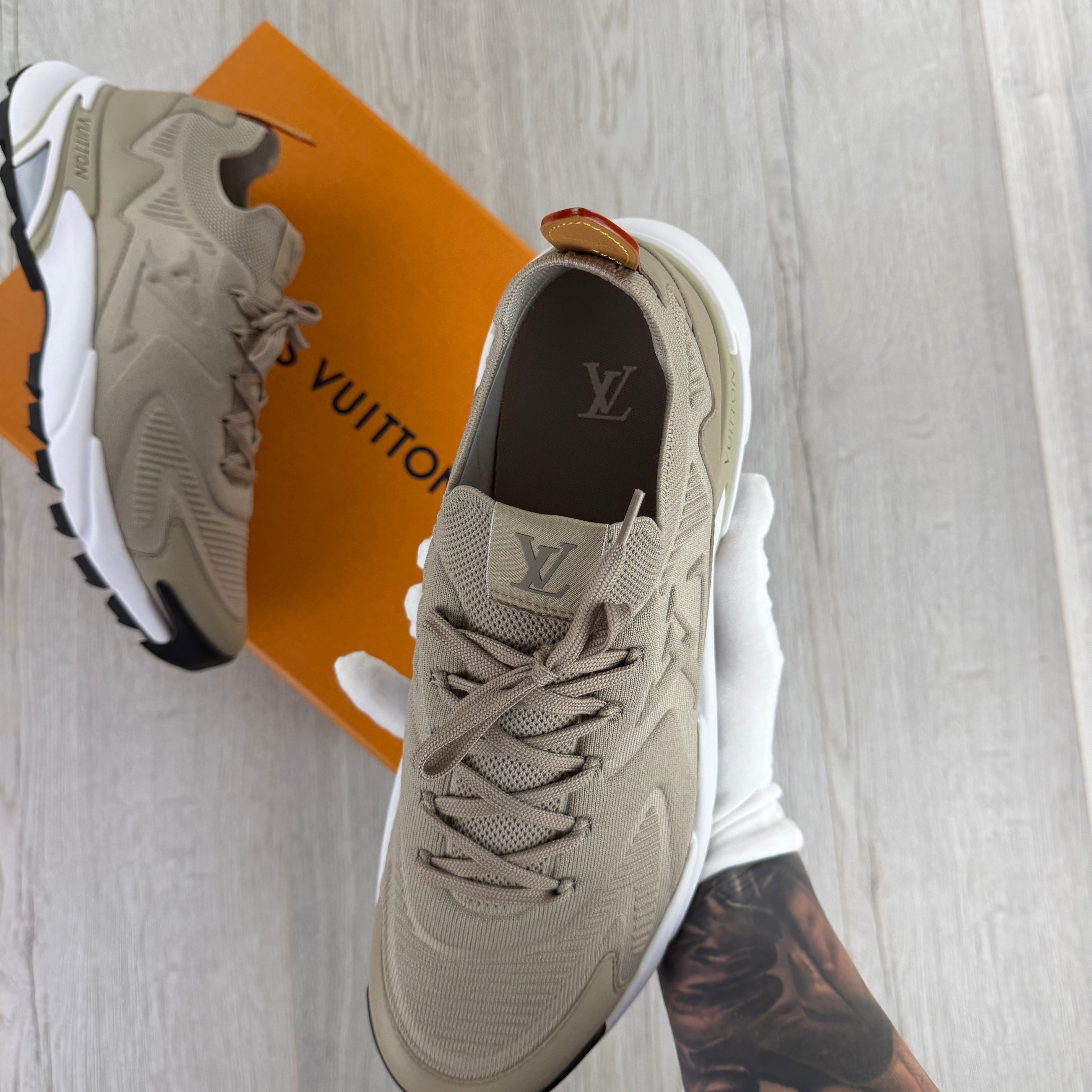 Louis Vuitton Men’s Beige & White Tactic Trainers