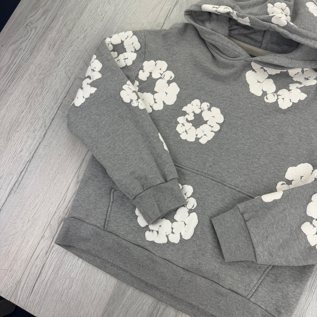 Denim Tears Men’s Grey Cotton Wreath Pullover Hoodie - Small
