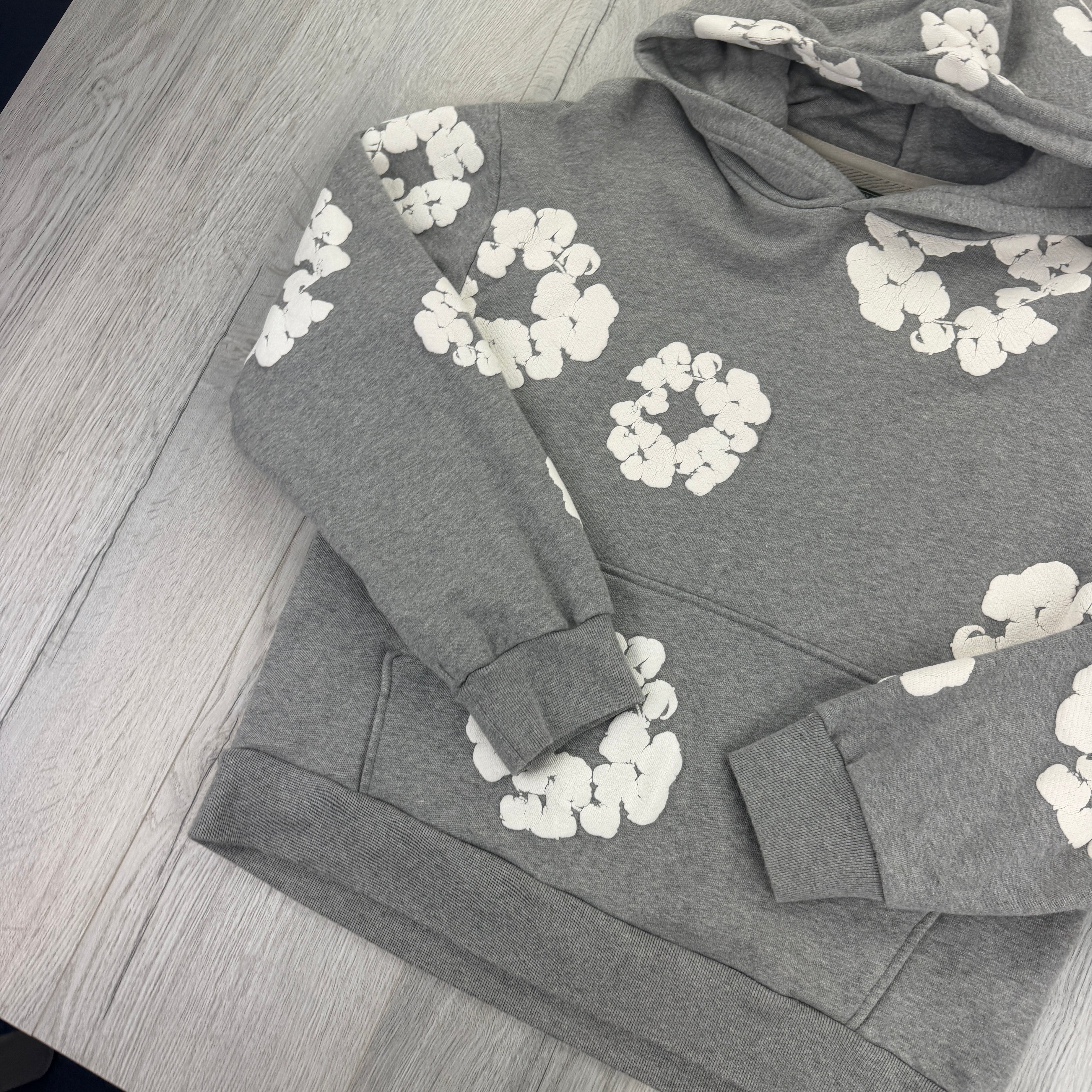 Denim Tears Men’s Grey Cotton Wreath Pullover Hoodie - Small
