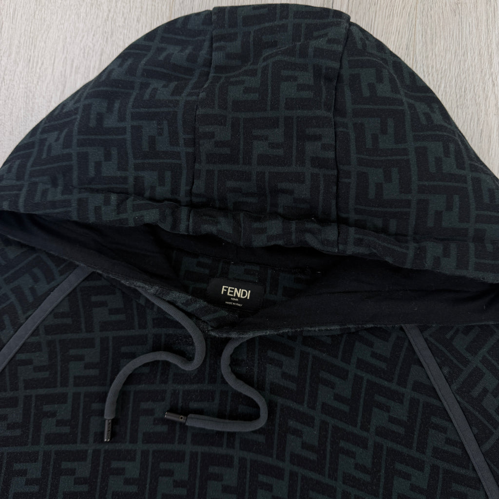 Fendi Men’s Black Pullover Hoodie FF Logo - Medium