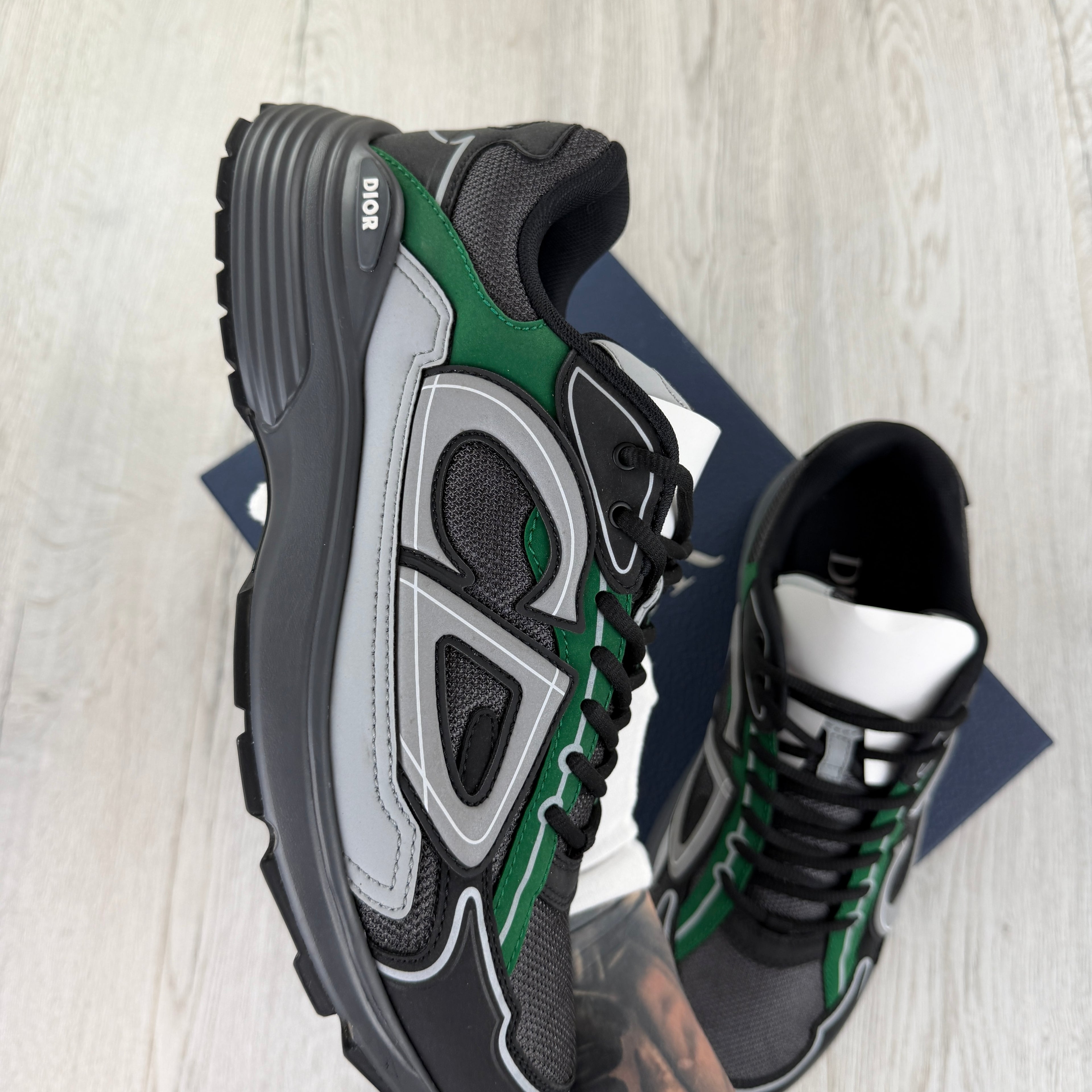 Dior B30 Men’s Black Deep Grey Green Trainers - 42 (Uk 8)