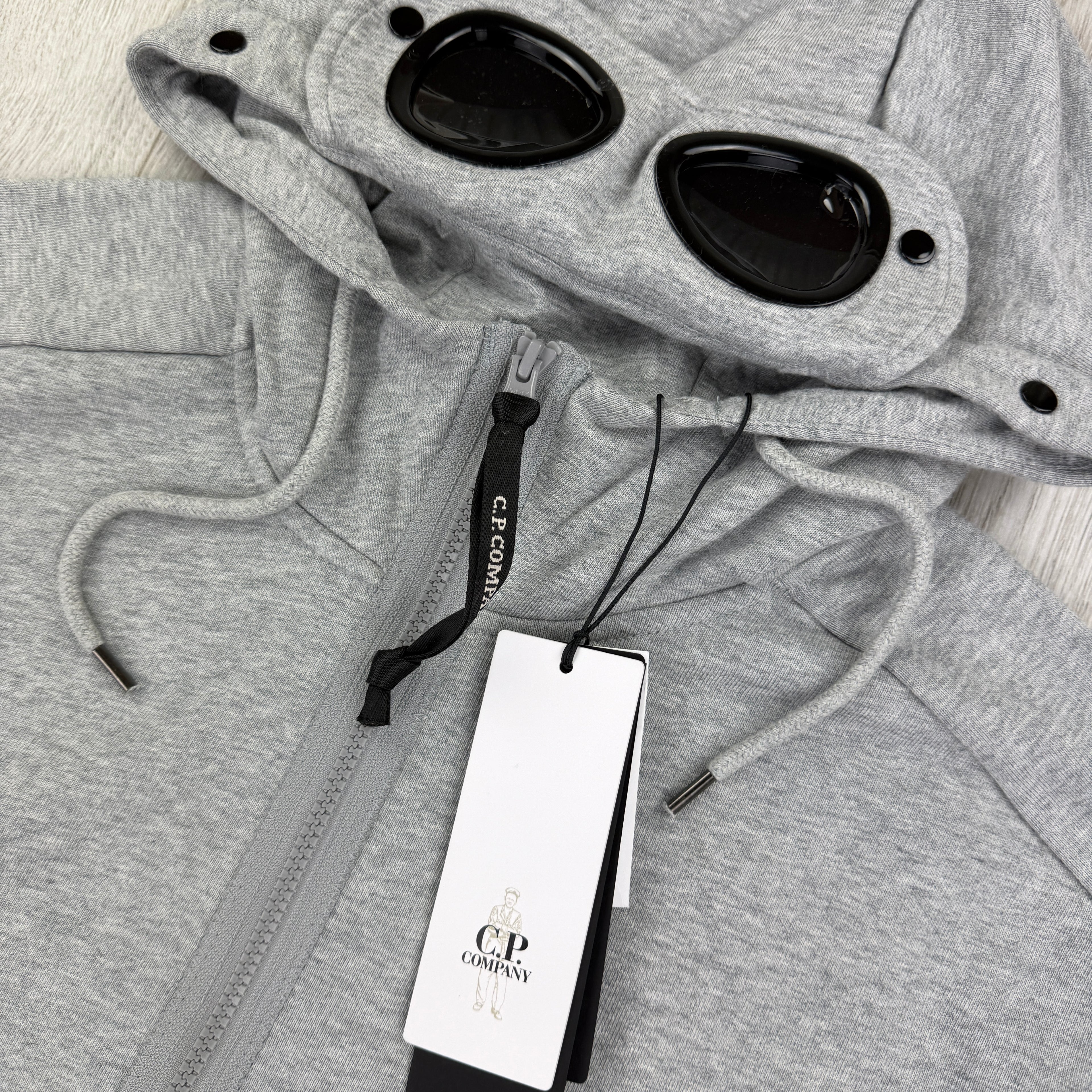 Cp Company Men’s Grey Full Zip-up Googled Hoodie
