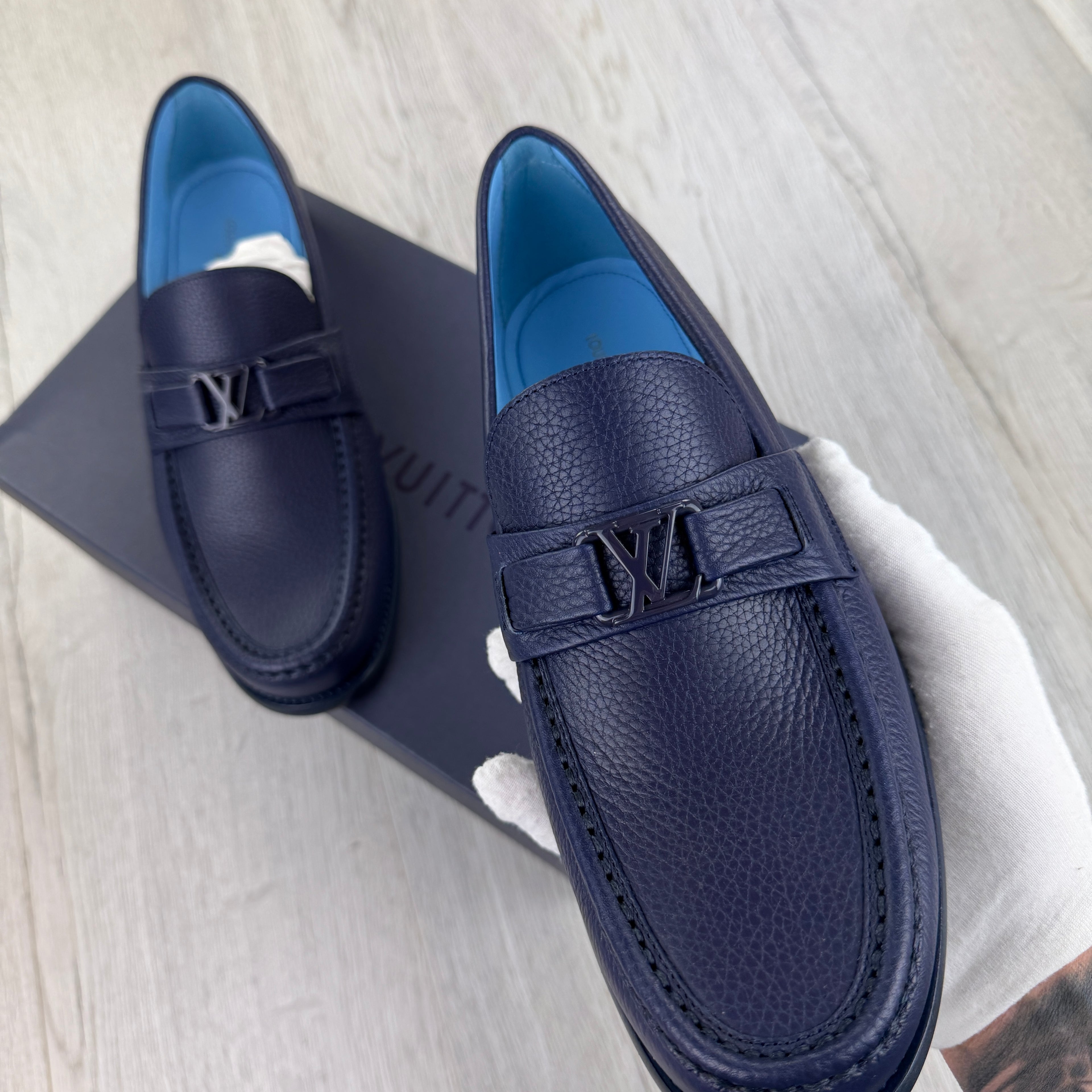 Louis Vuitton Mens Blue Major Loafers - Uk 7.5