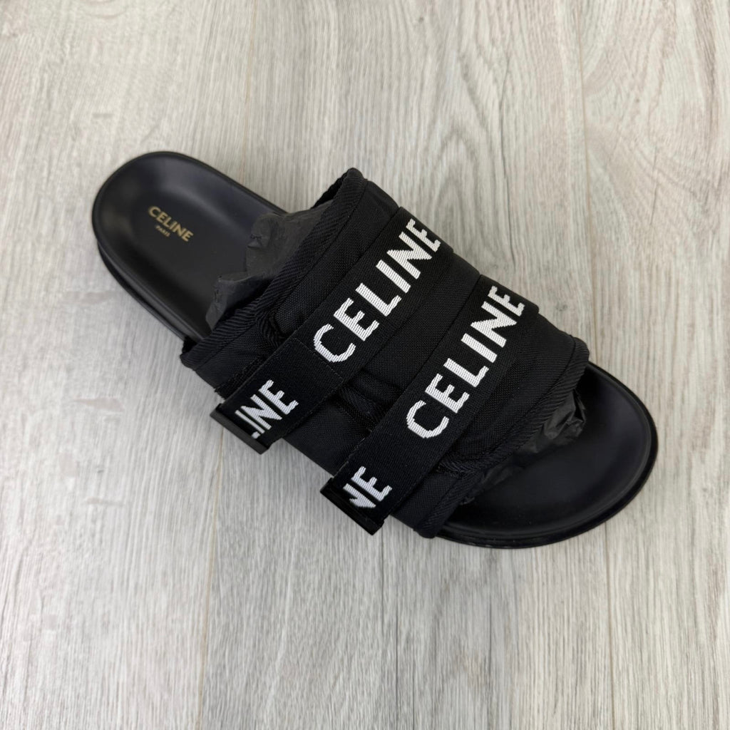 Celine Men’s Black Logo Sandals - Uk 11