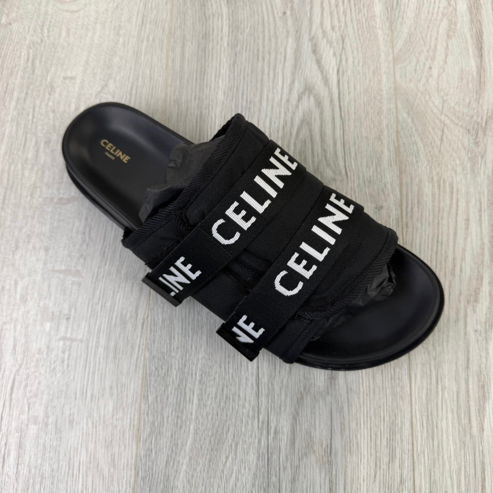 Celine Men’s Black Logo Sandals - Uk 11