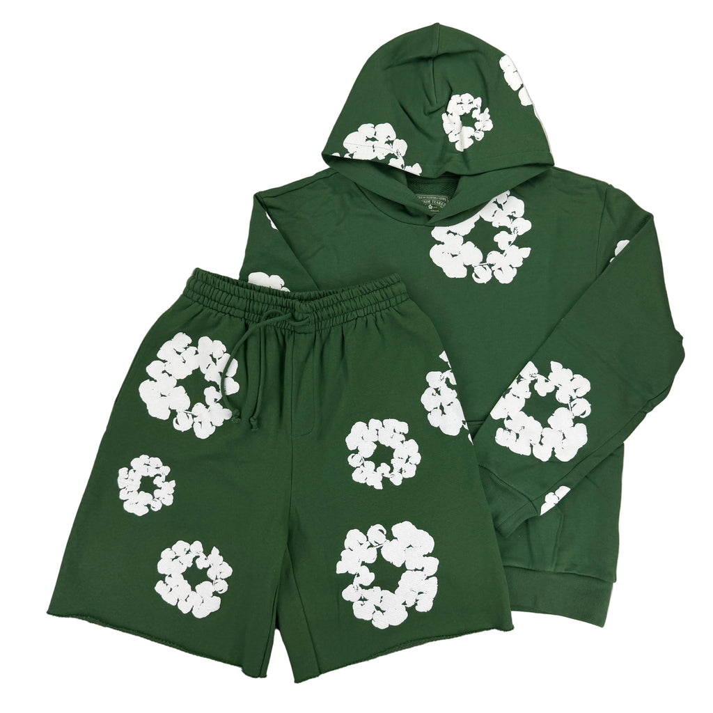 Denim Tears Men’s Green Hoodie & Shorts Set