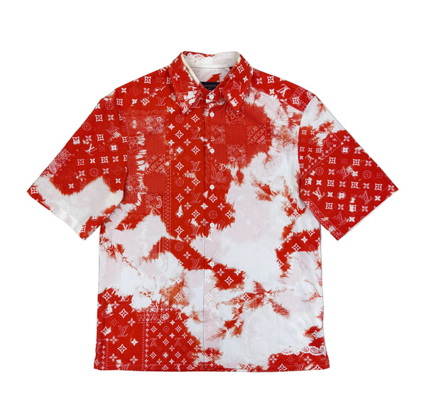 Louis Vuitton Men’s Monogram Bandana Orange Short Sleeve Shirt - Small