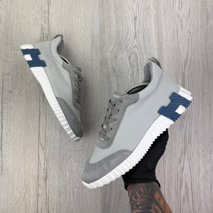 Hermes Men’s Grey Bouncing Technical Mesh and Suede Trainers - Uk 11