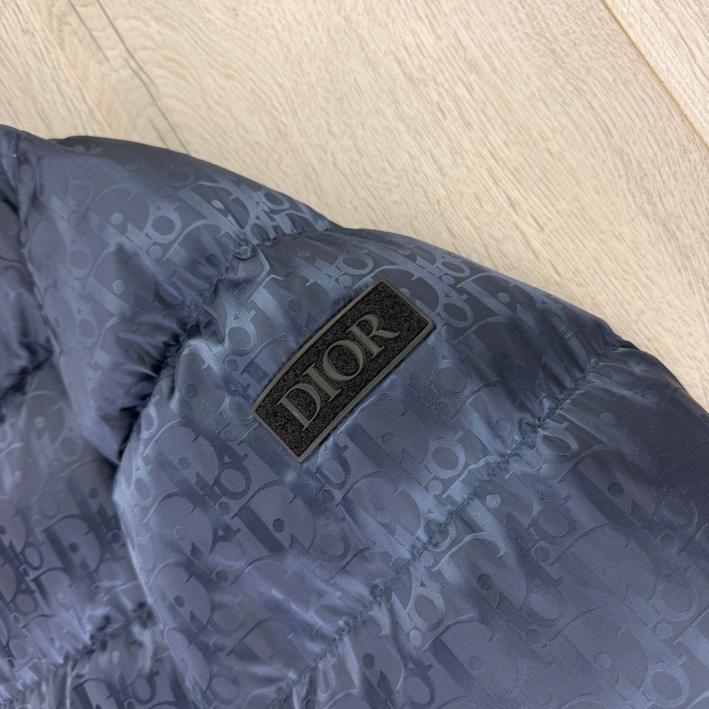 Dior Men’s Navy Oblique Zip-up Down Jacket - 48 (M/L)