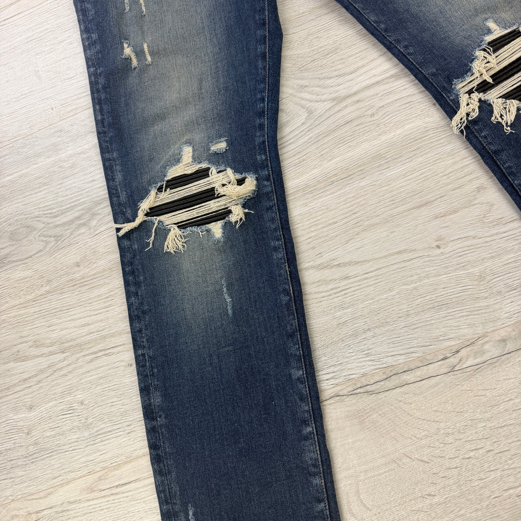 Amiri Men’s Blue MX1 Distressed Ripped Jeans - Uk 34