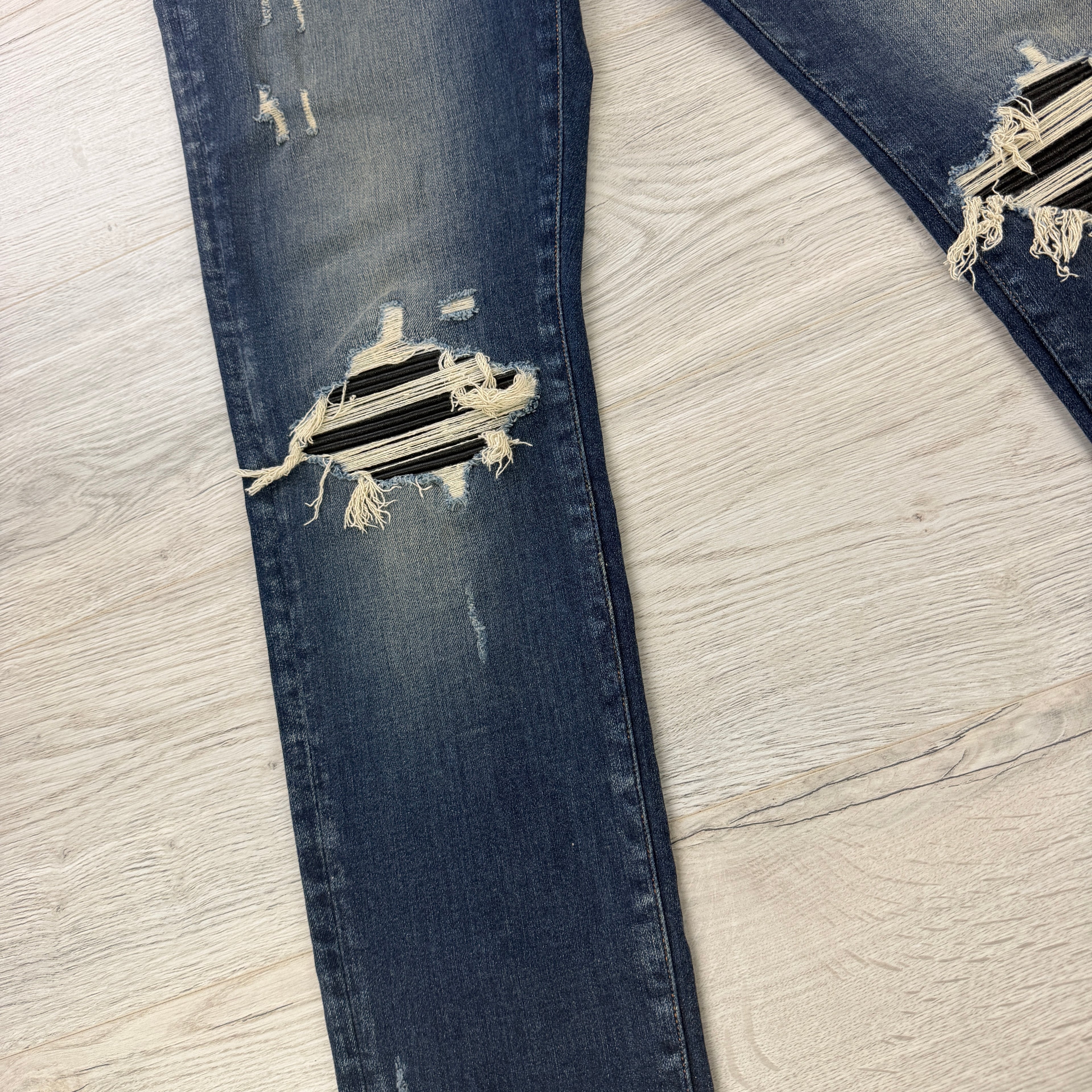 Amiri Men’s Blue MX1 Distressed Ripped Jeans - Uk 34