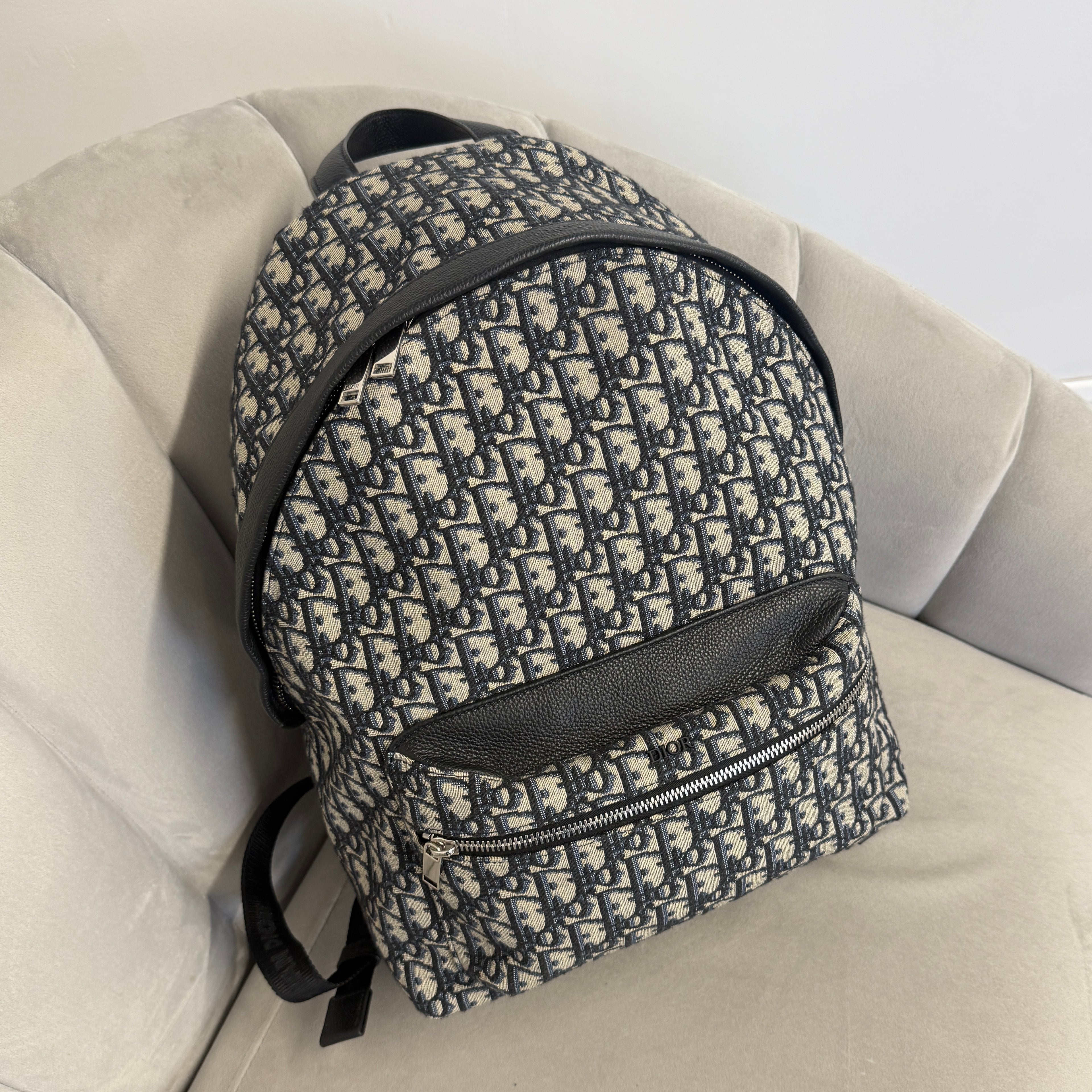 Christian Dior Beige and Black Oblique Jacquard Men’s Backpack