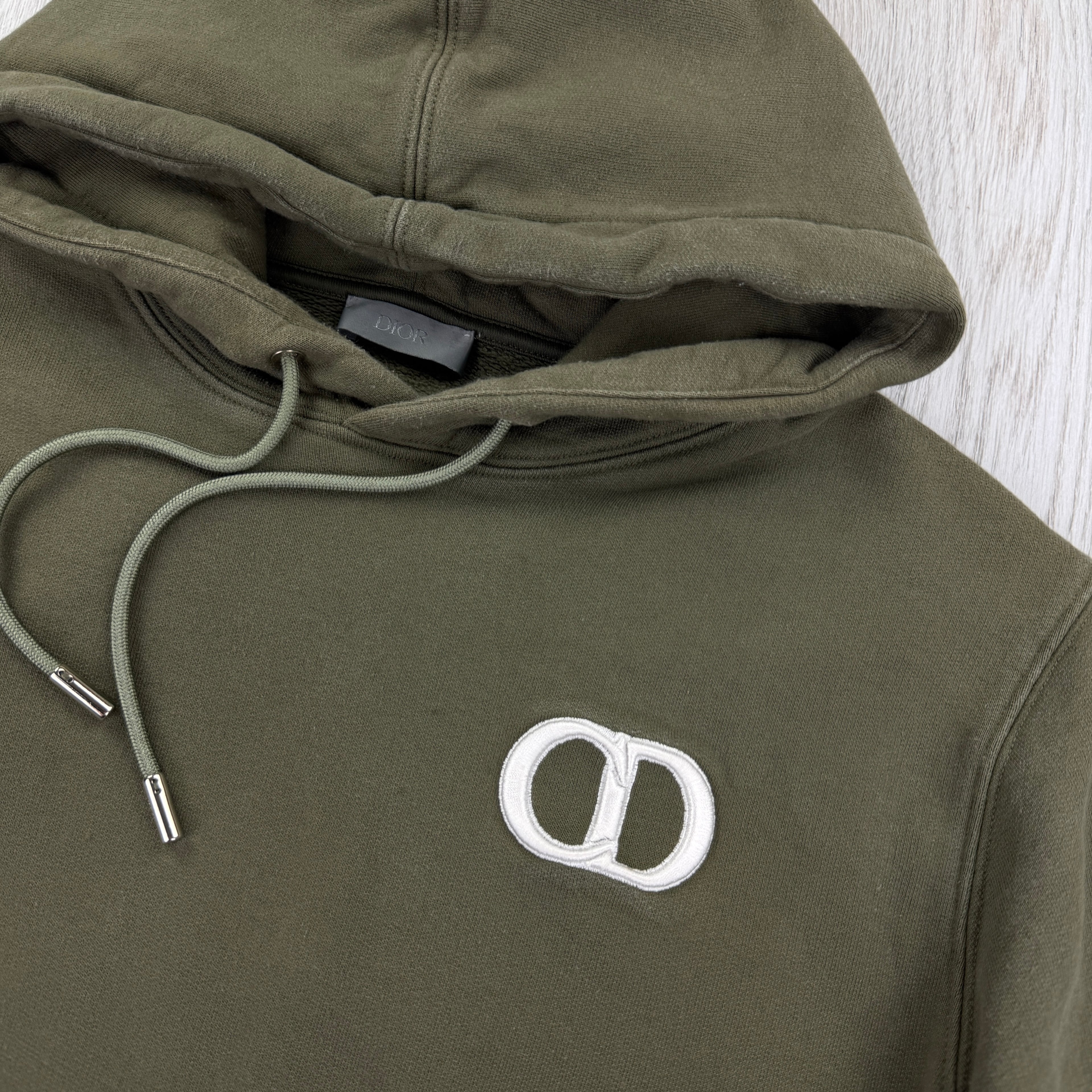 Dior Men’s Khaki Green Pullover Hoodie - Small Slim