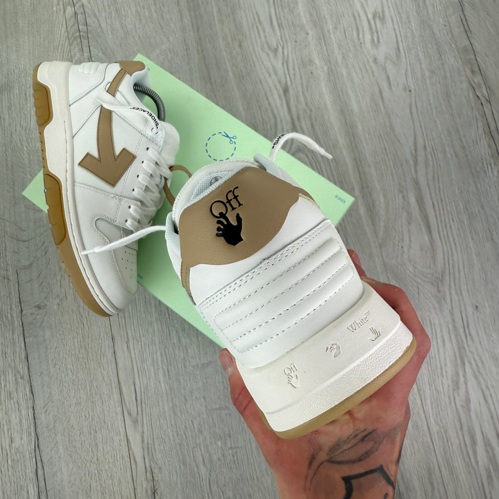 Off White Out Of Office Beige & White Low Trainers - Uk 6