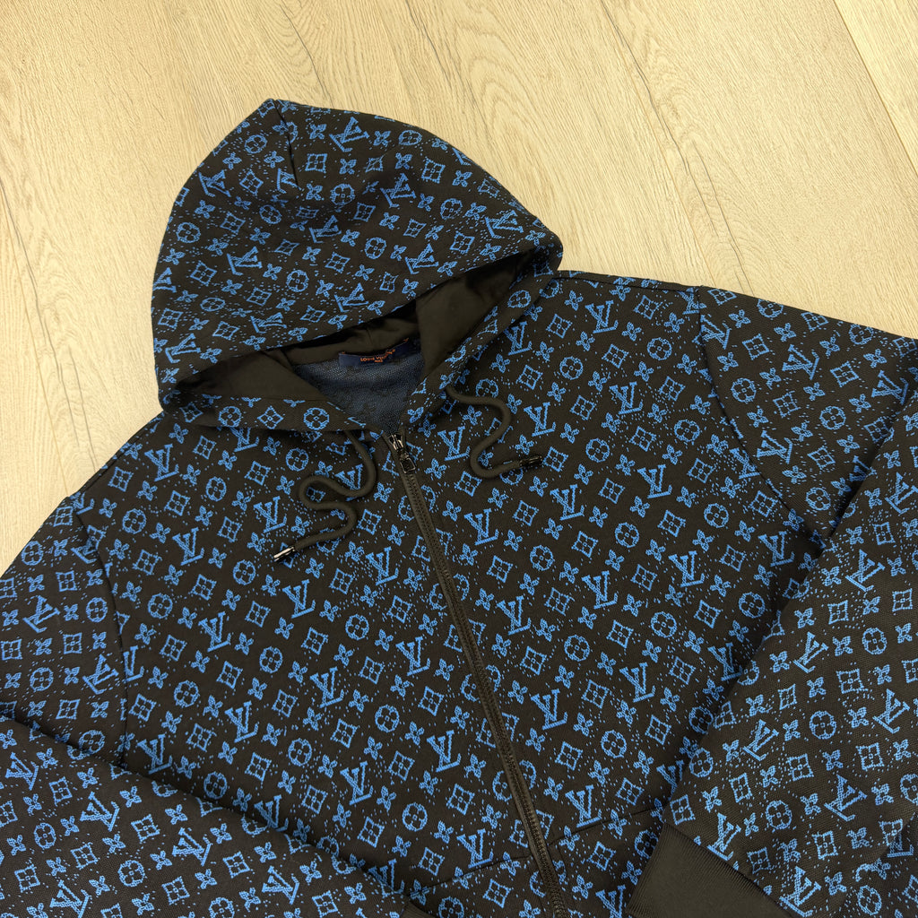 Louis Vuitton Men’s Blue Monogram Zip Up Hoodie - Large (Fits XL)