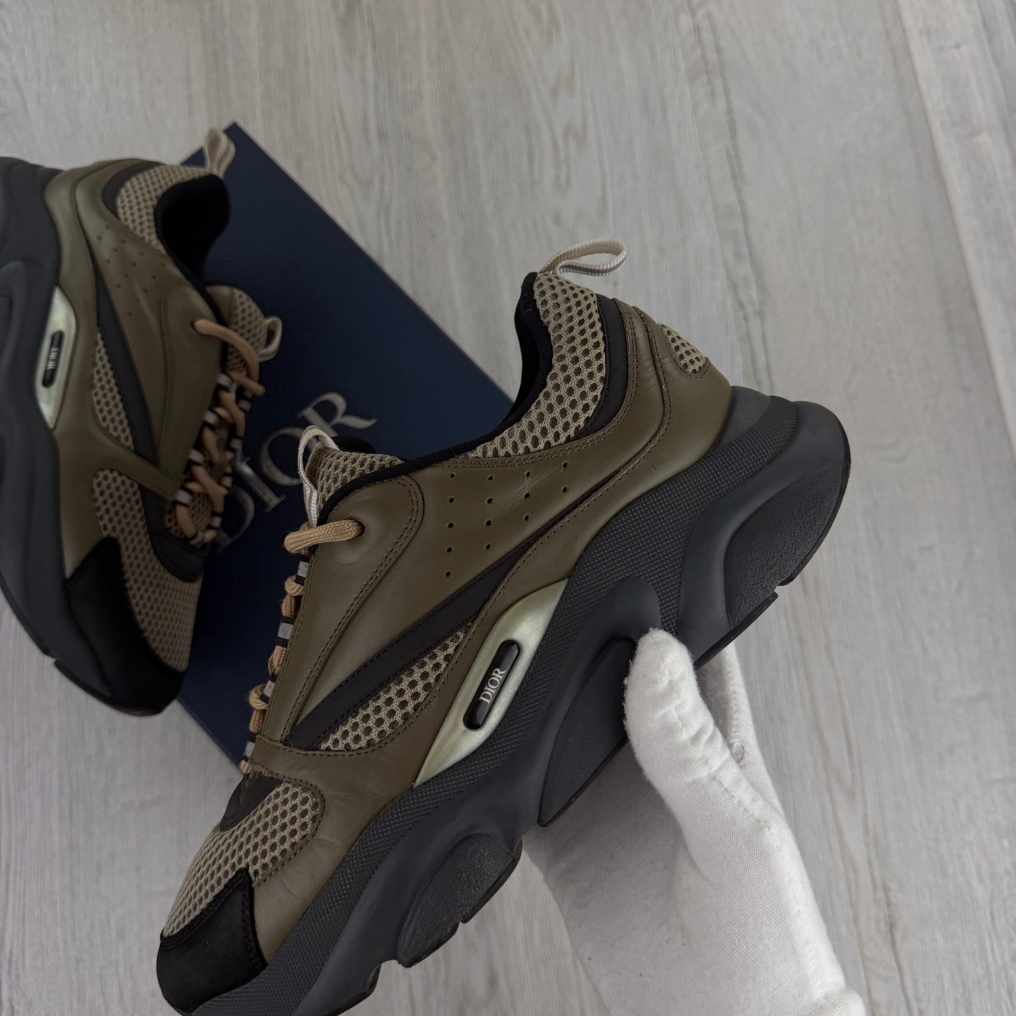 Dior B22 Men’s Khaki Grey Runners - 44 (Fit 9/9.5)