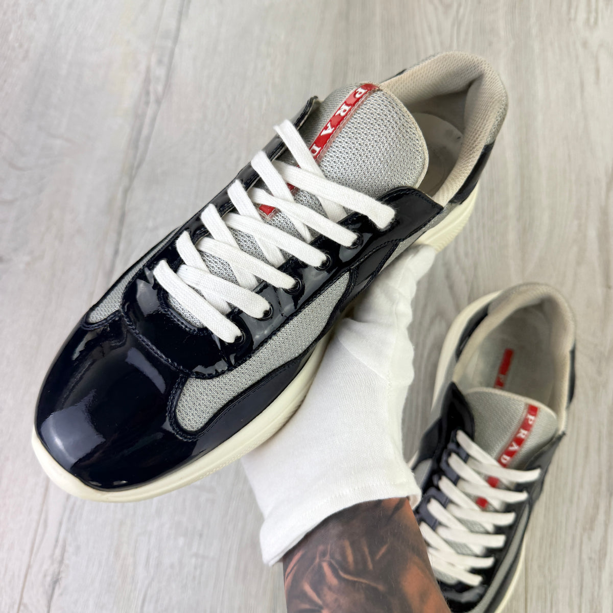 Prada Cups Dark Grey / White Trainers - Uk 11