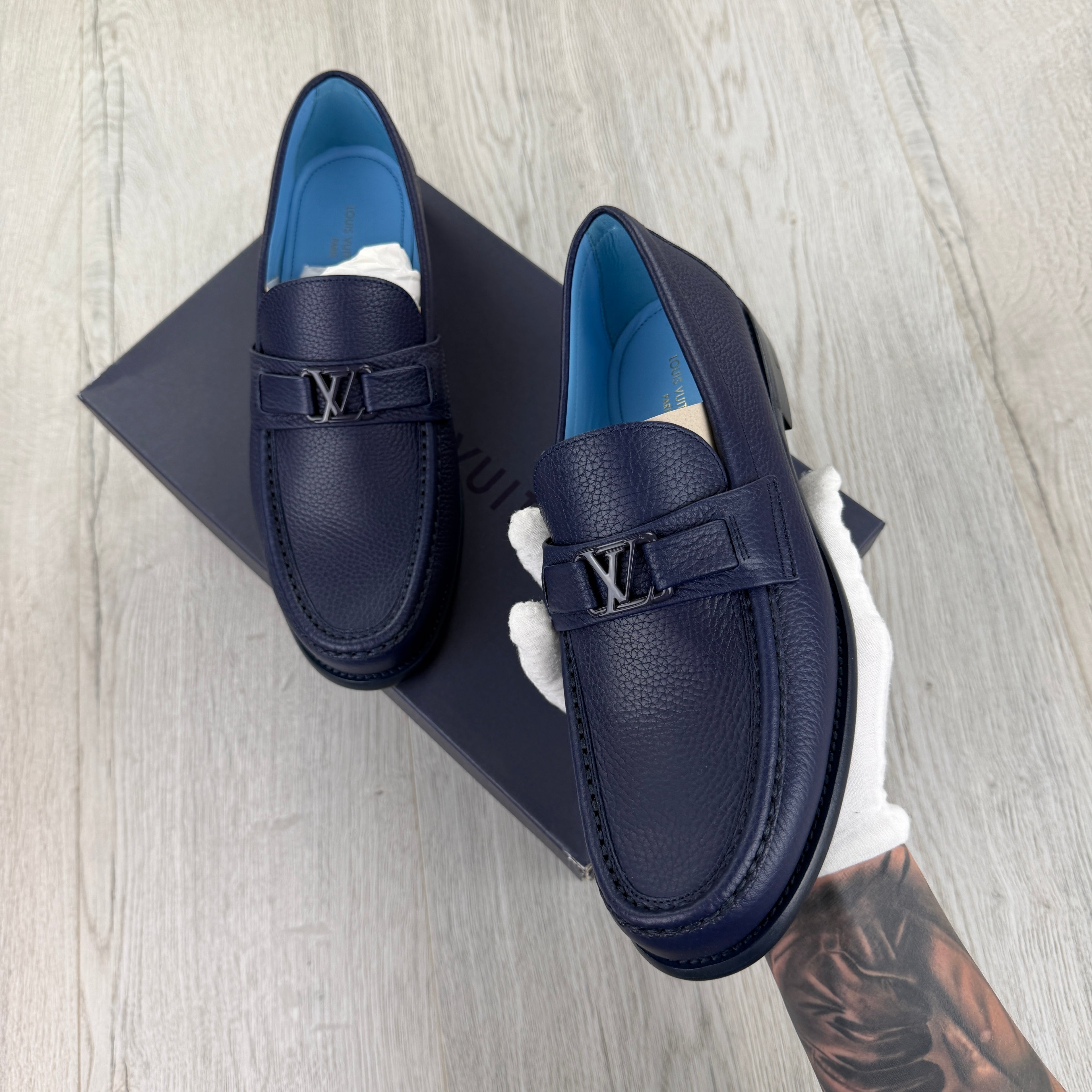 Louis Vuitton Mens Blue Major Loafers - Uk 7.5
