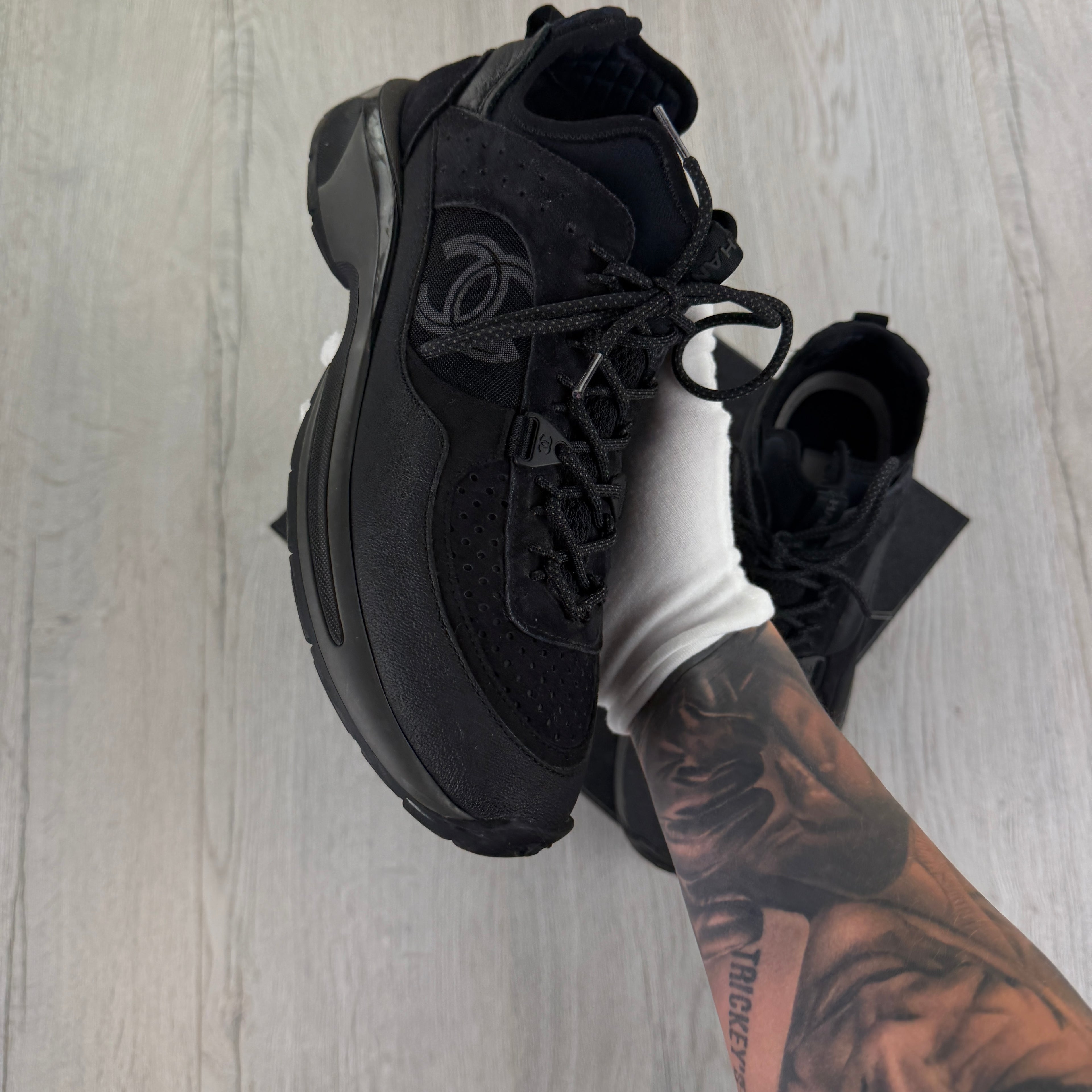 Chanel Men’s  Black CC Runners - Uk 8