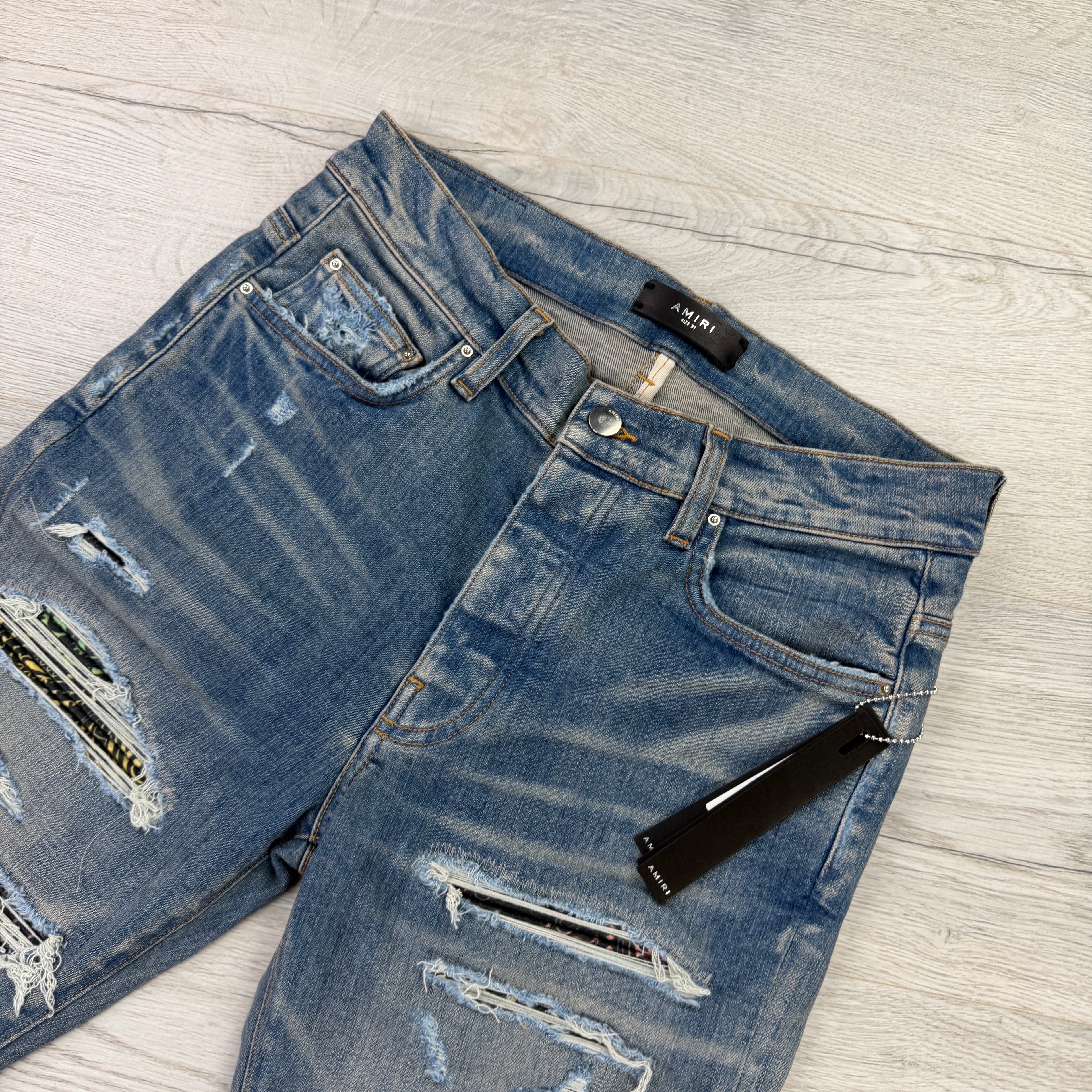 Amiri MX1 Men’s Blue Distressed Jeans