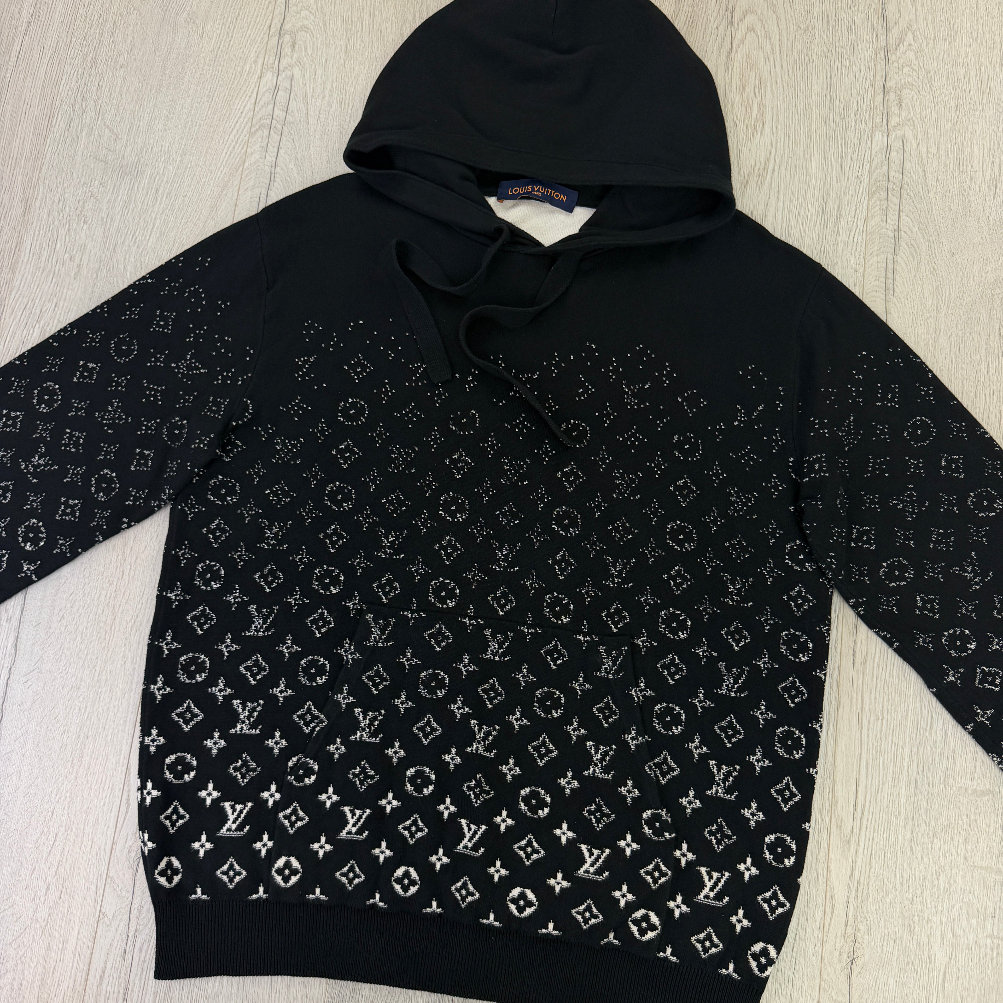 Louis Vuitton Men’s Black Monogram Gradient Pullover Hoodie - Medium