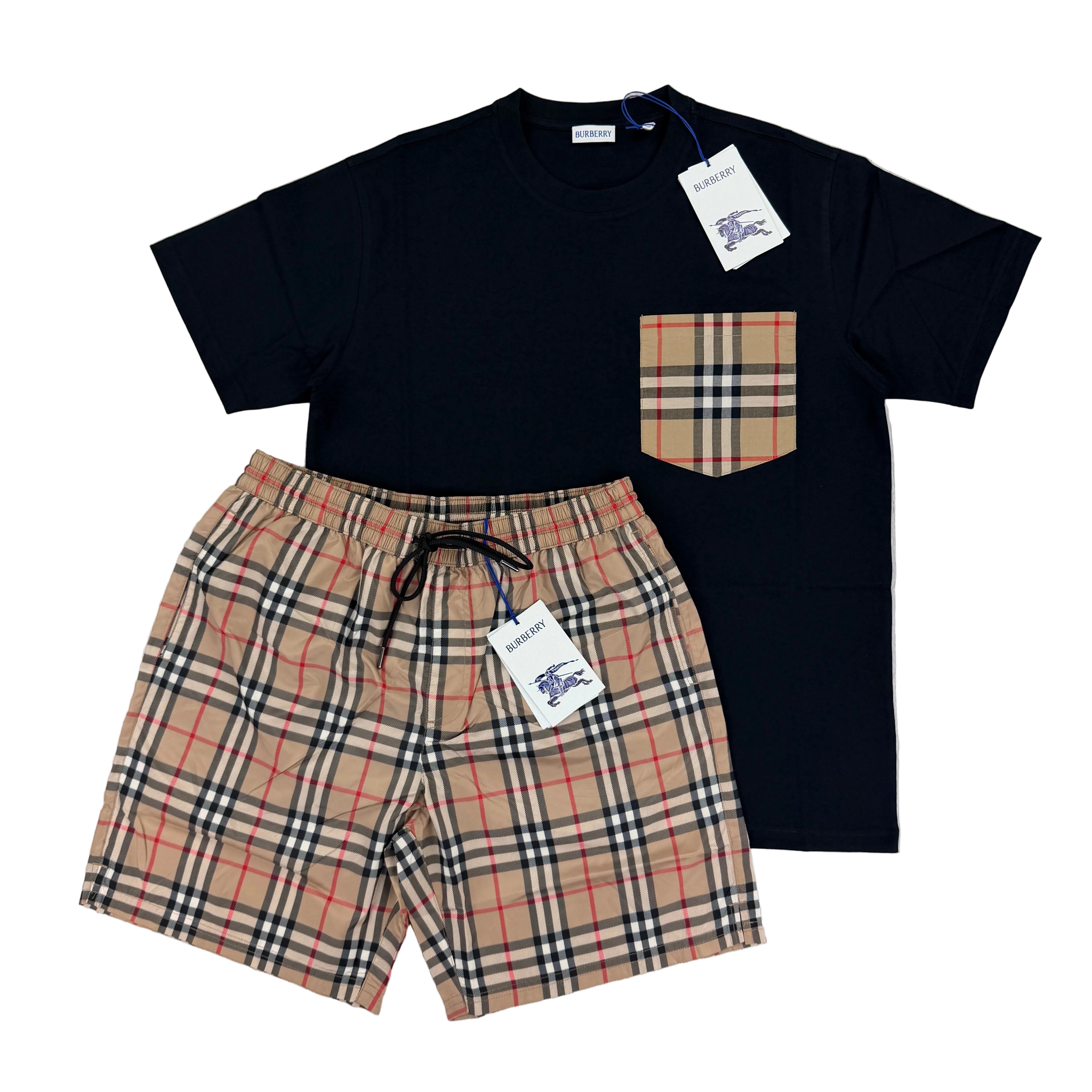 Burberry Men’s Black T-shirt & Shorts Set