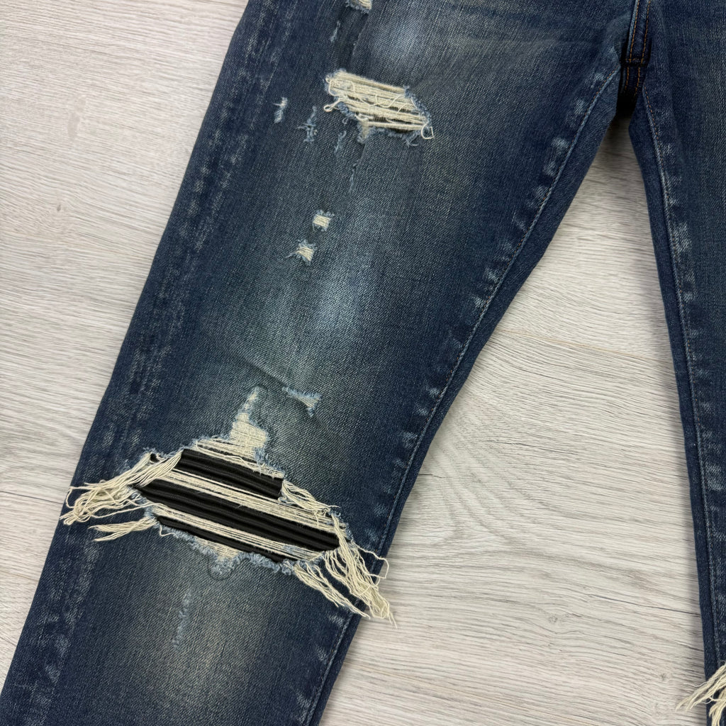 Amiri Men’s MX1 Distressed Blue Jeans