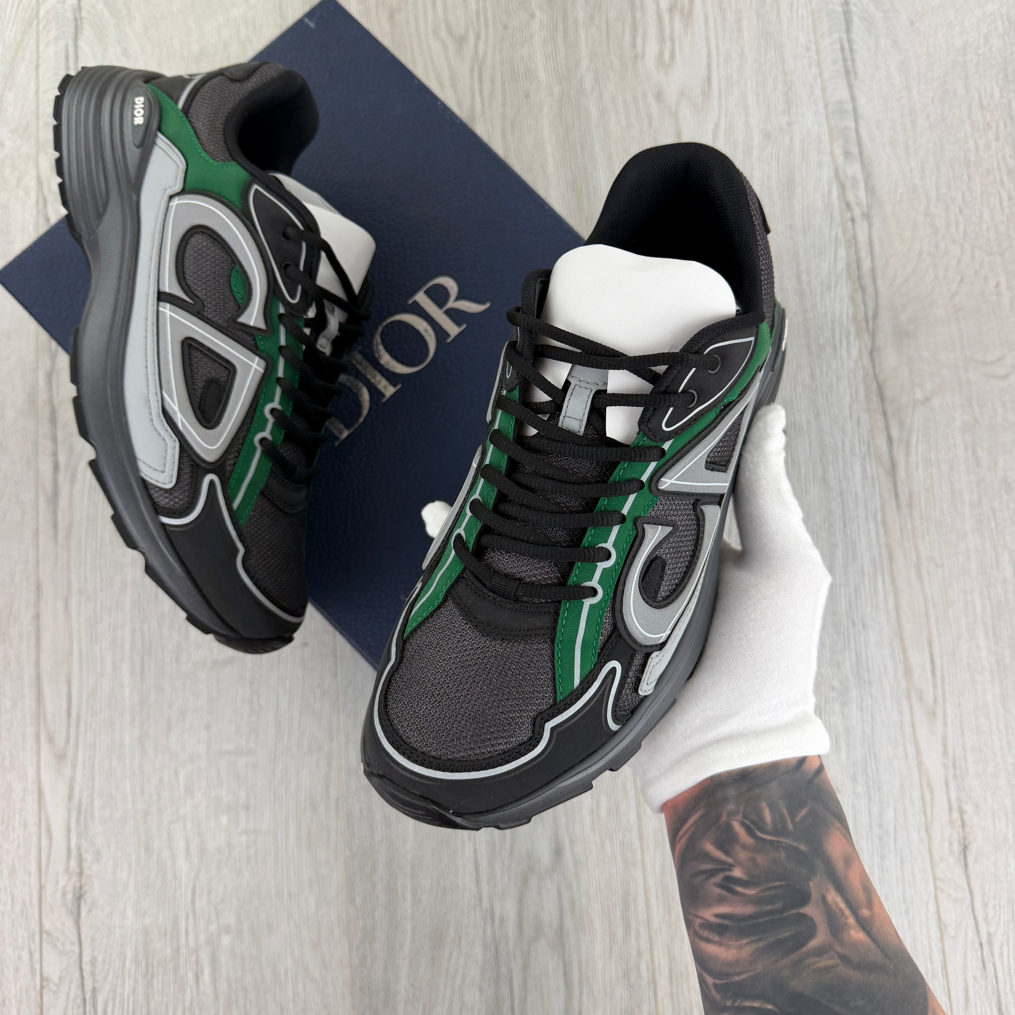 Dior B30 Men’s Black Deep Grey Green Trainers - 42 (Uk 8)