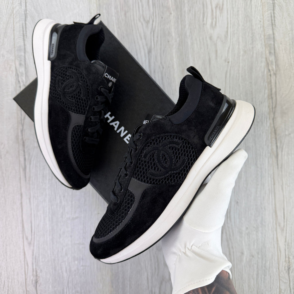 Chanel Men’s Black Low Suede Runners - Uk 7