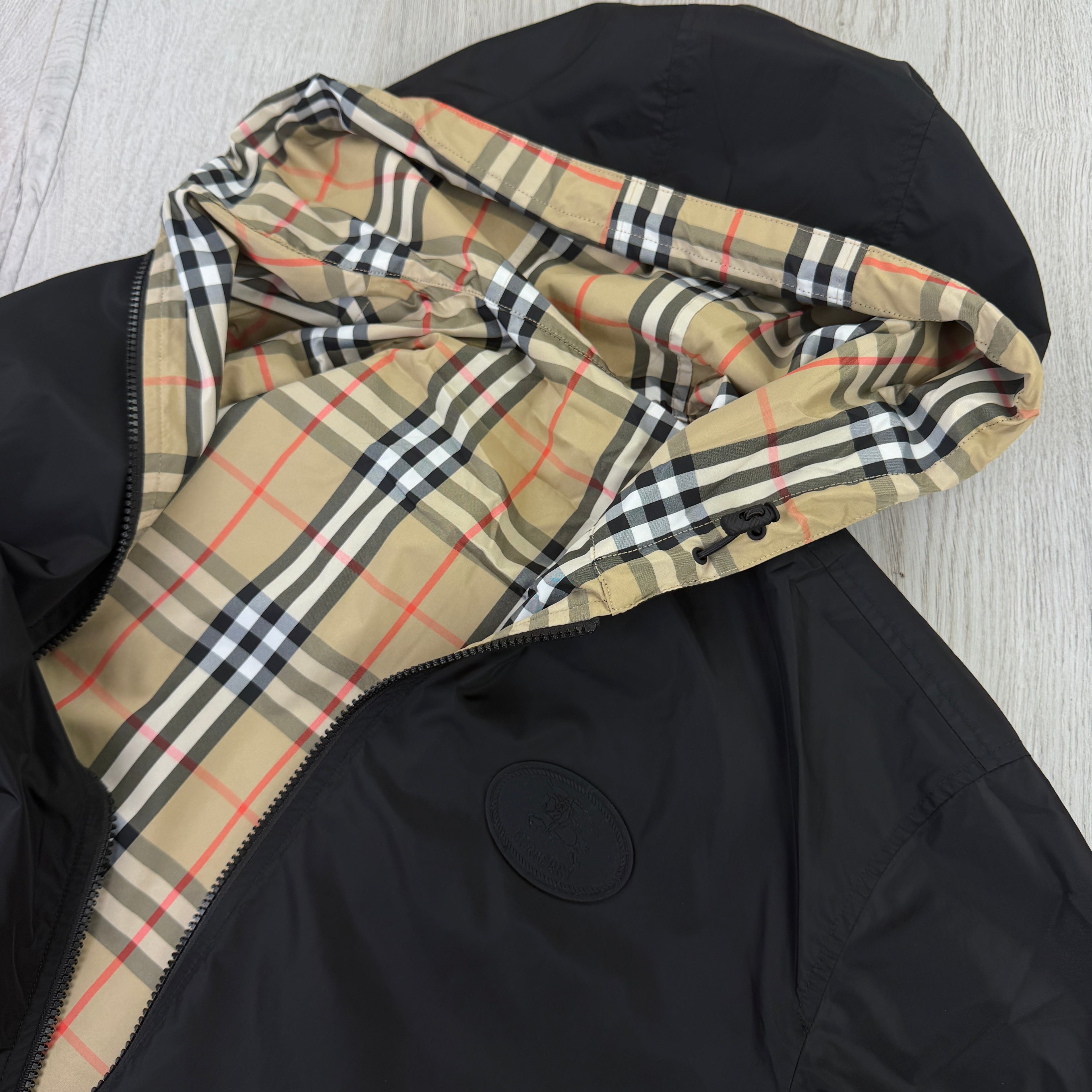 Burberry Men’s Vintage Check Reversible Windbreaker Jacket - Large
