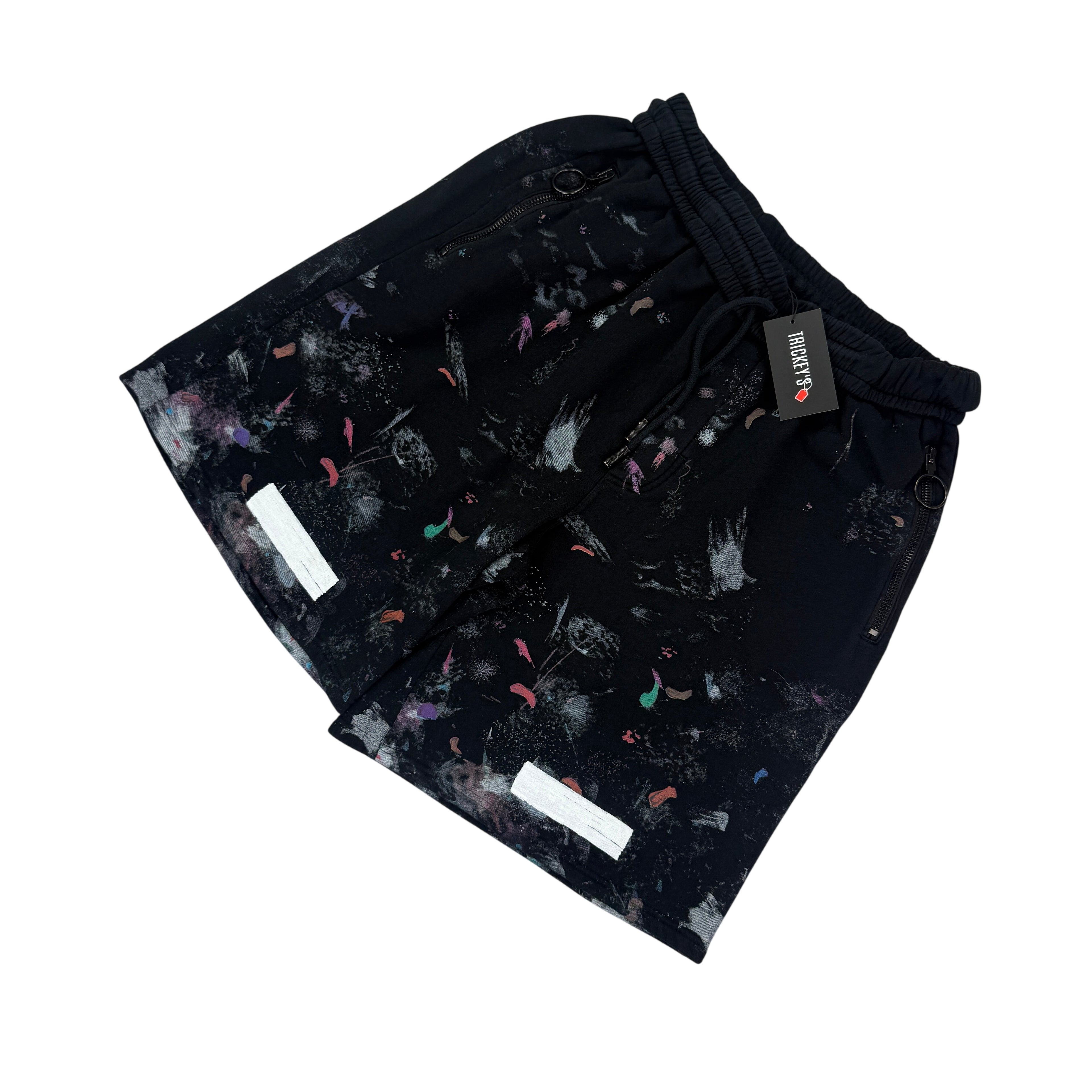 Off White Men’s Distressed ‘Seeing Things’ Jersey Shorts - Medium