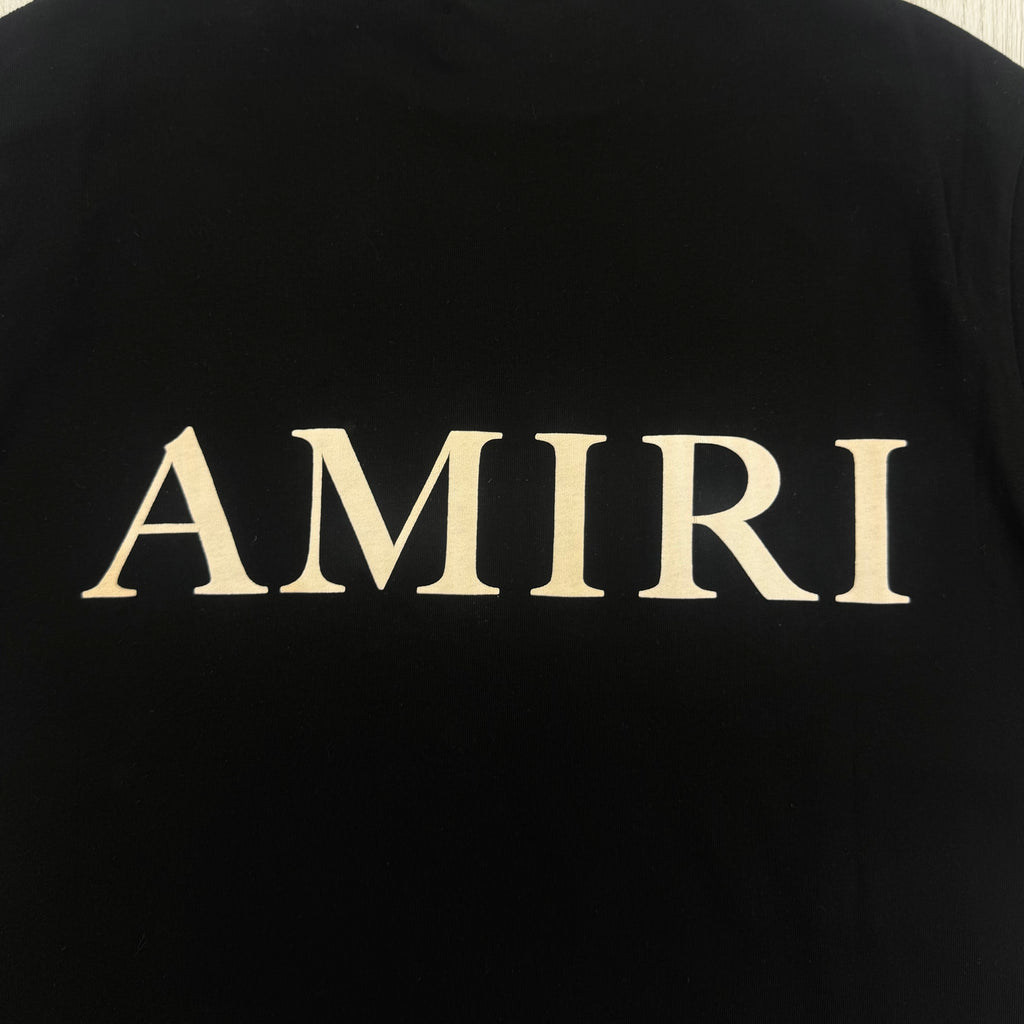 Amiri Men’s Black T-shirt With White Logo - Small