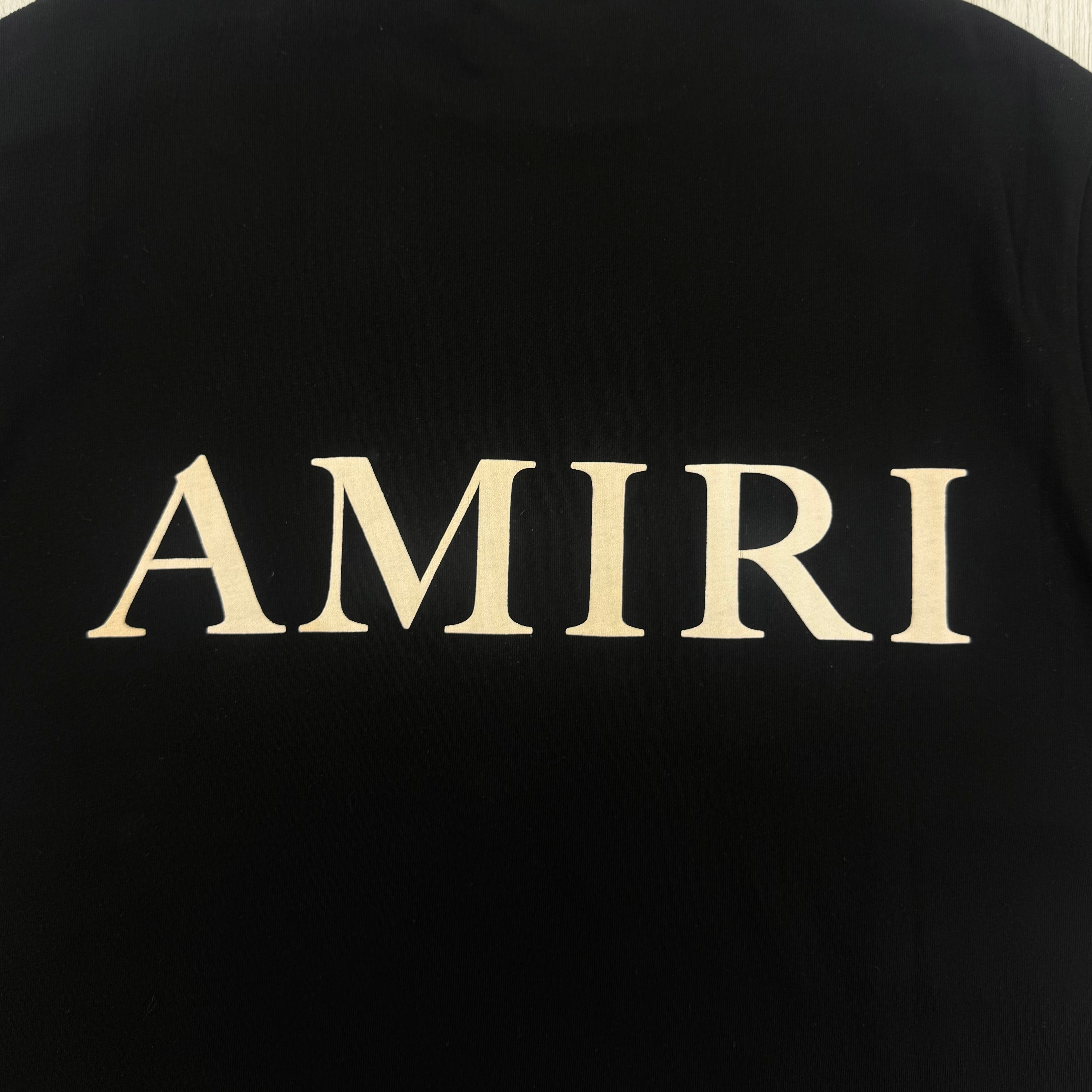 Amiri Men’s Black T-shirt With White Logo - Small