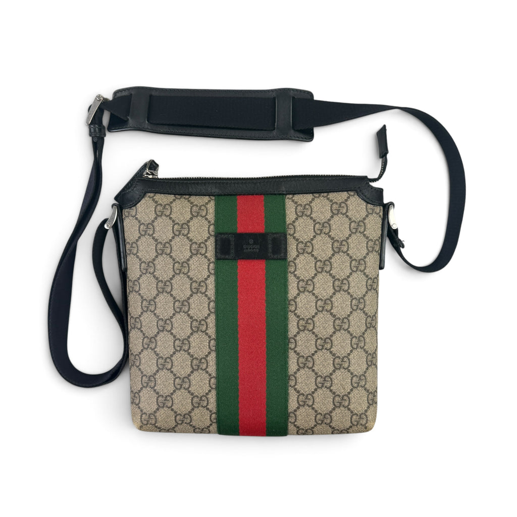 Gucci Men’s Flat GG Supreme Web Beige Messenger Bag